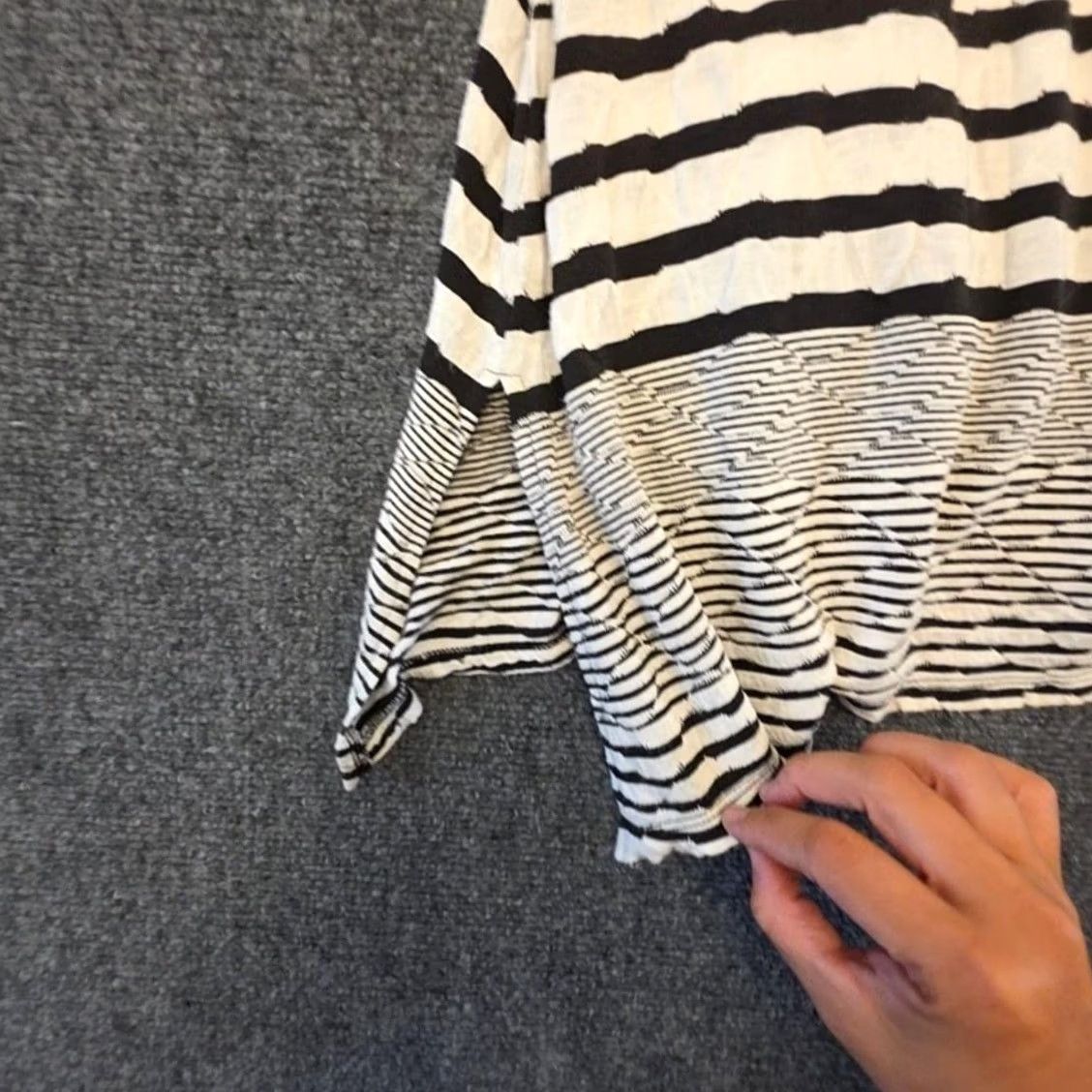 Vintage Ali Miles Blouse Womens XL White Black Striped Short Sleeve Tunic Top Asym Hem Size XL / US 12-14 / IT 48-50 - 7 Thumbnail