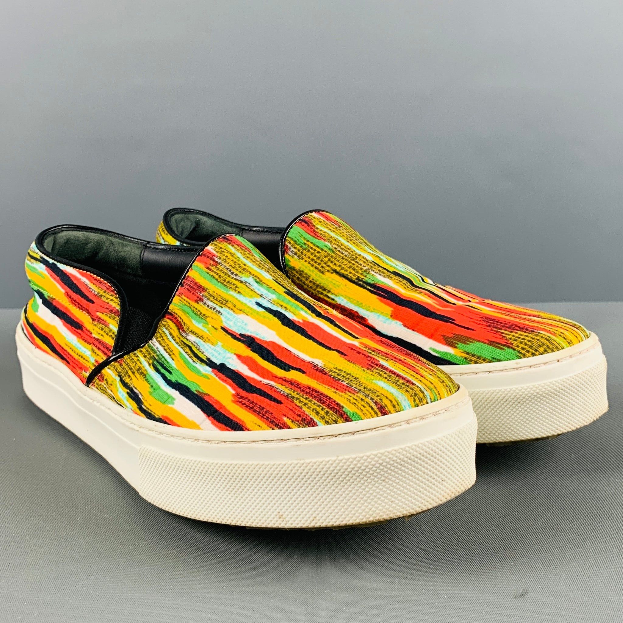 image of Celine Multicolor Fabric Stripe Slip On Sneakers, Women's (Size 6)