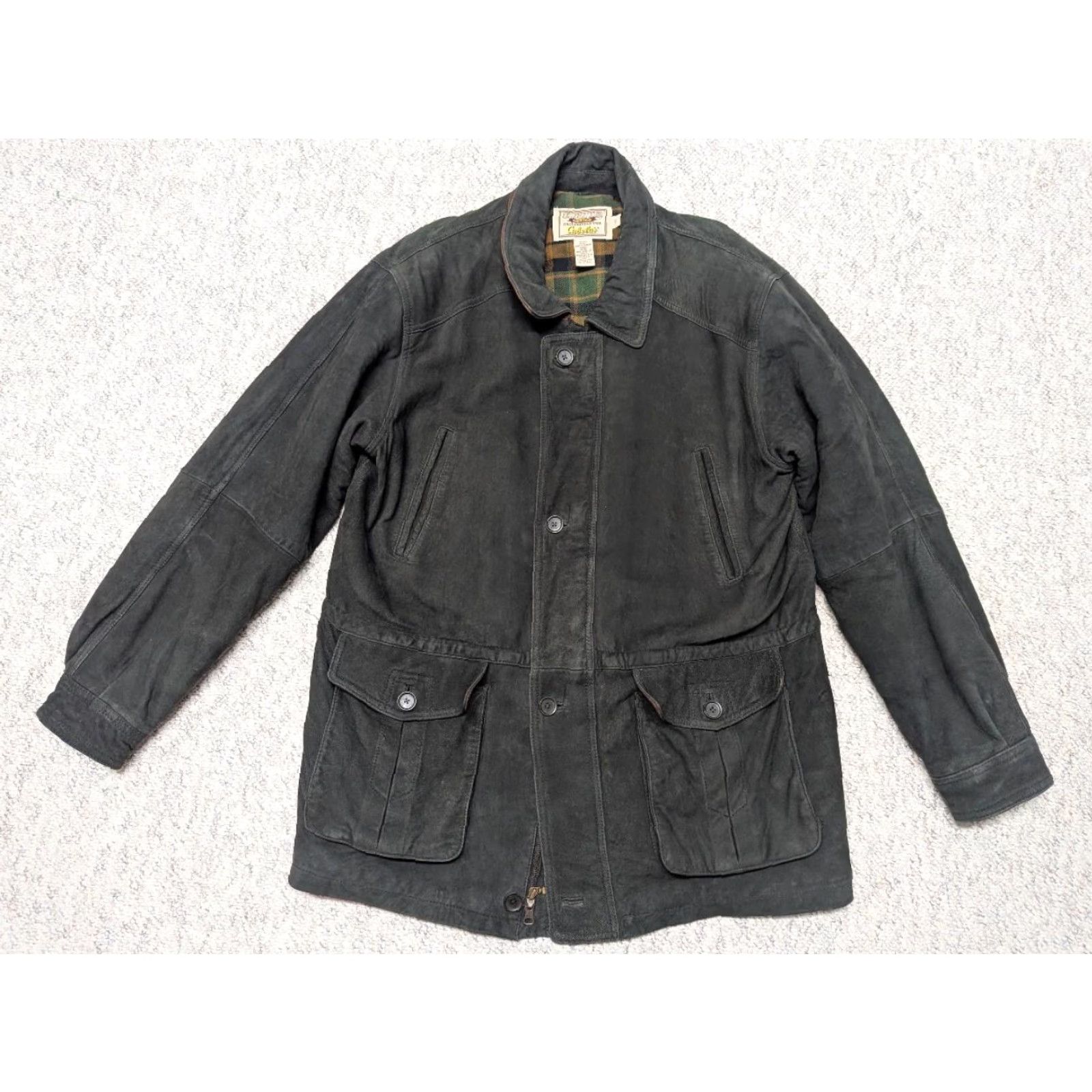 Vintage VINTAGE CABELA'S suede leather XLT hunting FIELD COAT jacket Mens XLT Black Suede Leather Coat Six Pocket Front (Cargo, Chest) Size US XL / EU 56 / 4 - 7 Thumbnail