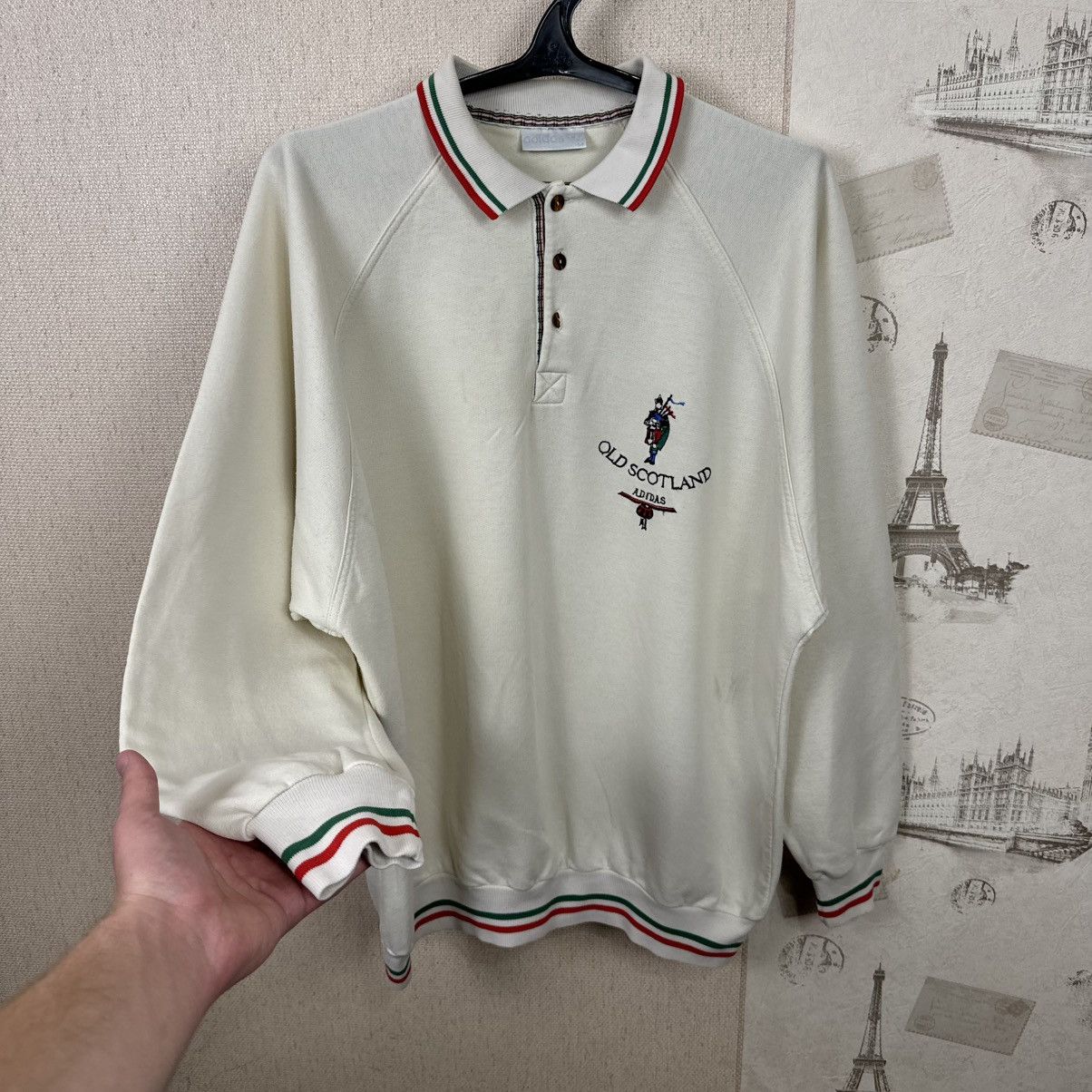 Adidas Vintage Adidas Old Scotland Sweartshirt Sz L Beige Mens Size US L / EU 52-54 / 3 - 18 Thumbnail