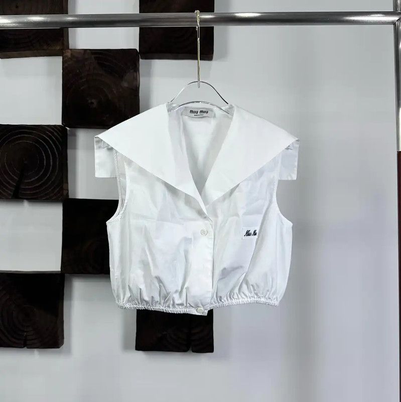Miu Miu Miu Miu White Cotton Blend T-Shirt 0089 Size M / US 6-8 / IT 42-44 - 1 Thumbnail