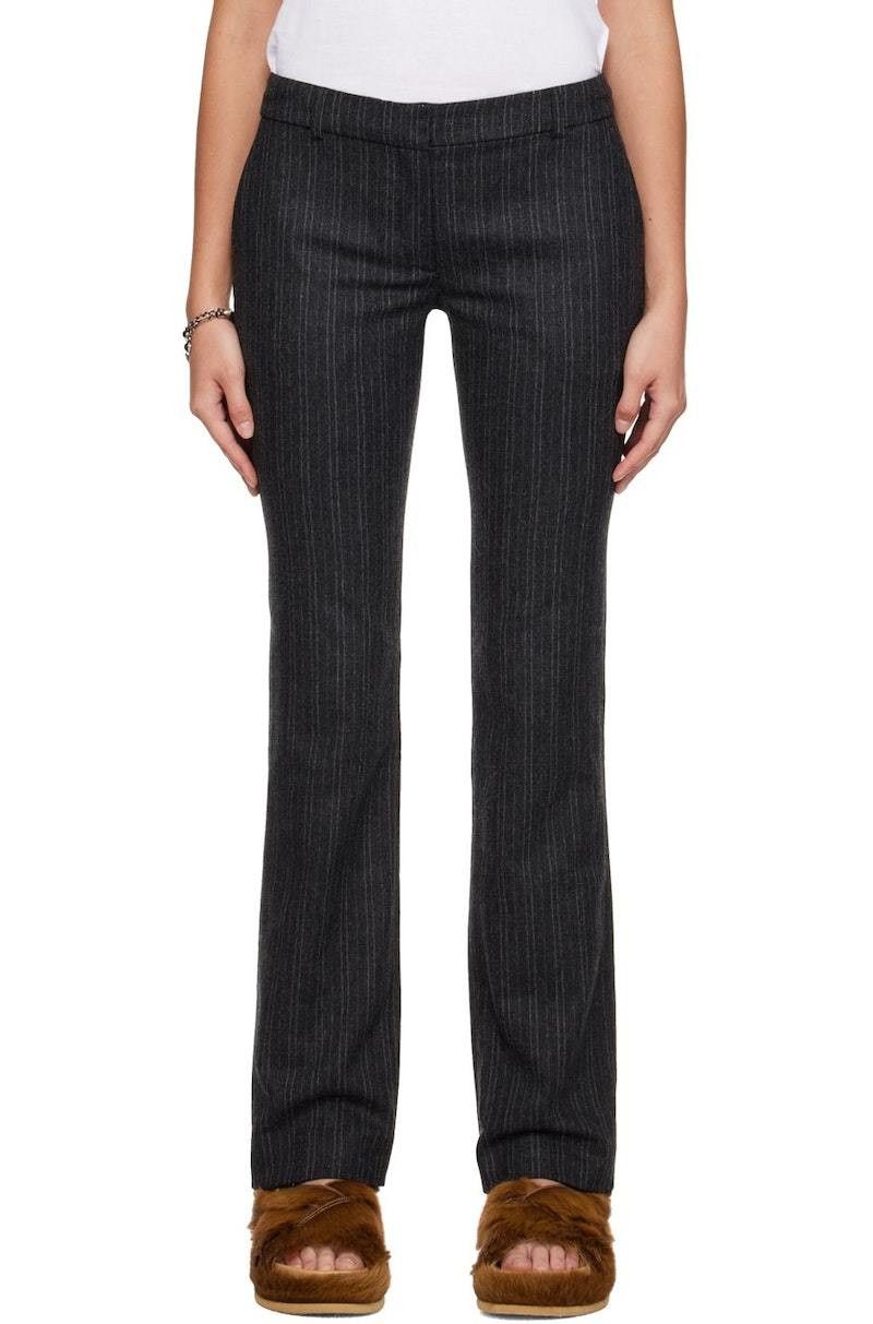 Acne Studios o1y0725 Pinstriped Casual Pant in Dark Gray Size 28" / US 6 / IT 42 - 1 Thumbnail