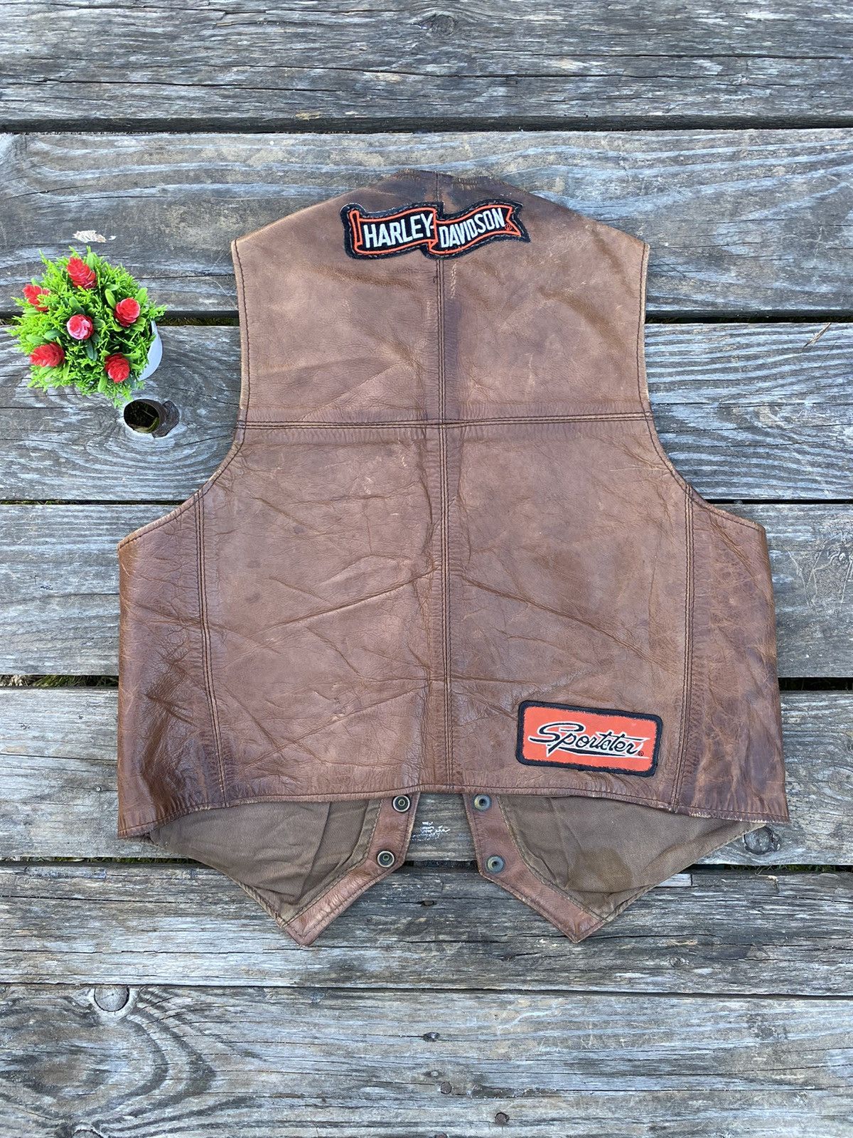 Steerhide Vest Harley Patch