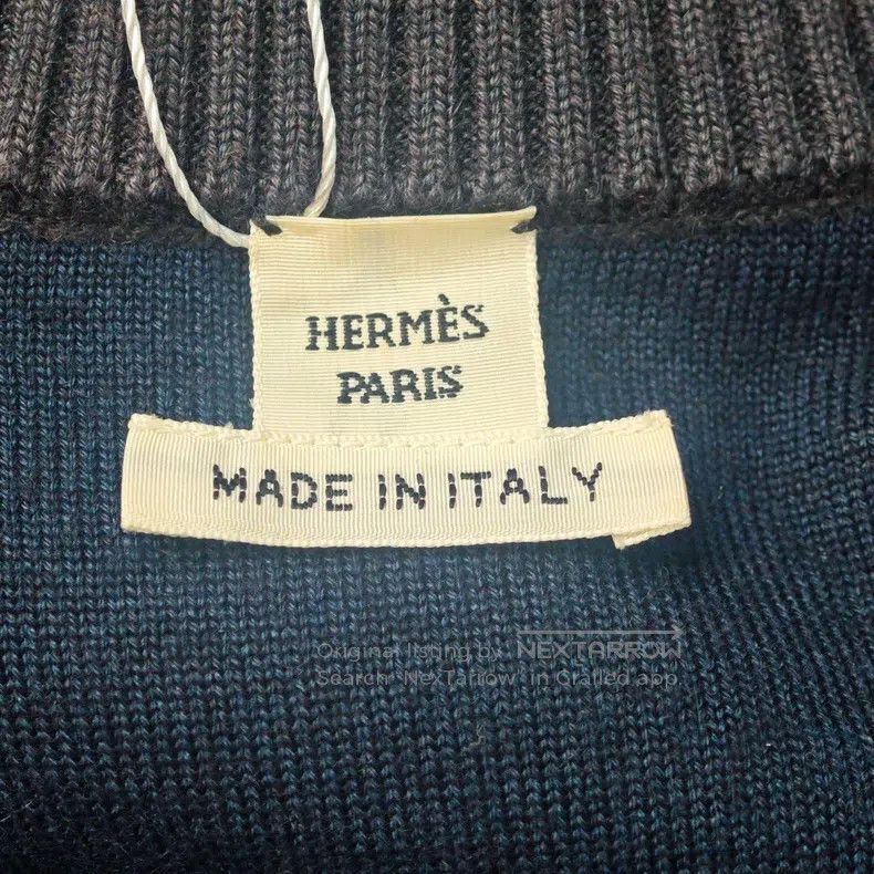 Hermes Hermes Dark grey shearling zip-up cardigan with contrastin Size XS / US 0-2 / IT 36-38 - 5 Thumbnail