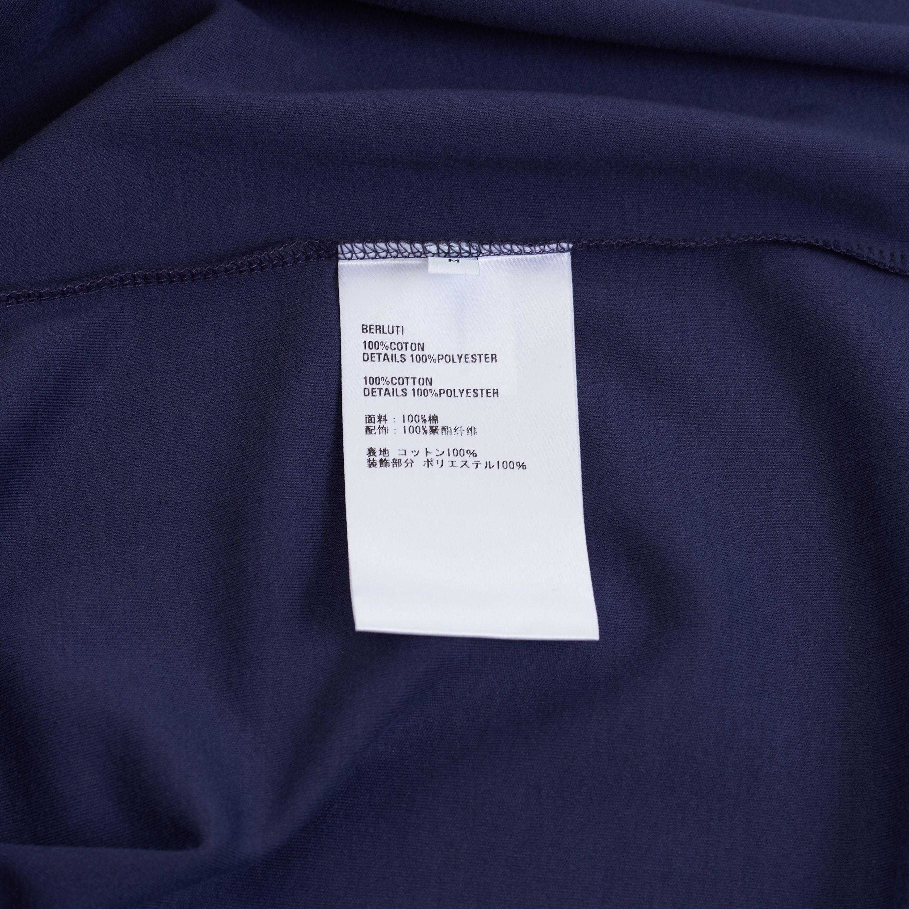 Berluti Embroidered Scritto T-shirt In Ink Blue Cotton Size US M / EU 48-50 / 2 - 10 Thumbnail