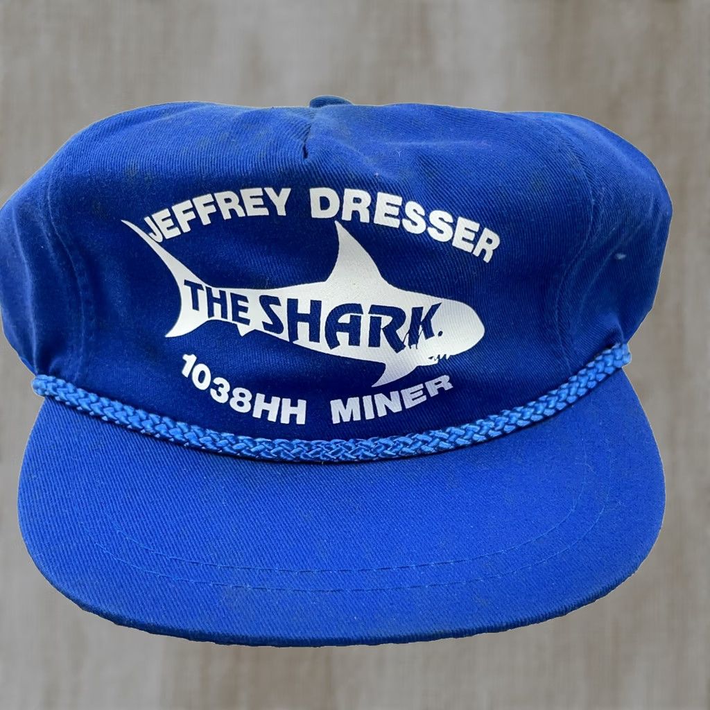 Coal VINTAGE Jeffrey Dresser Trucker Hat Cap The Shark Coal Miner Patch Miner Rope Blue Men Size ONE SIZE - 1 Thumbnail