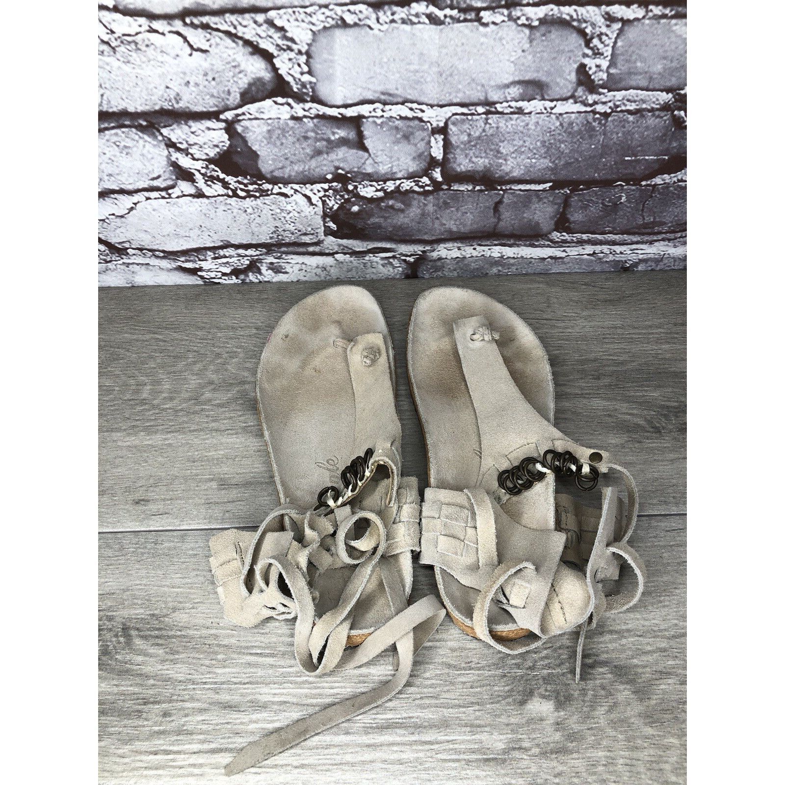 Free People Free People Grey Suede Leather Collins Thong Chain Strappy S Size US 6 / IT 36 - 6 Thumbnail