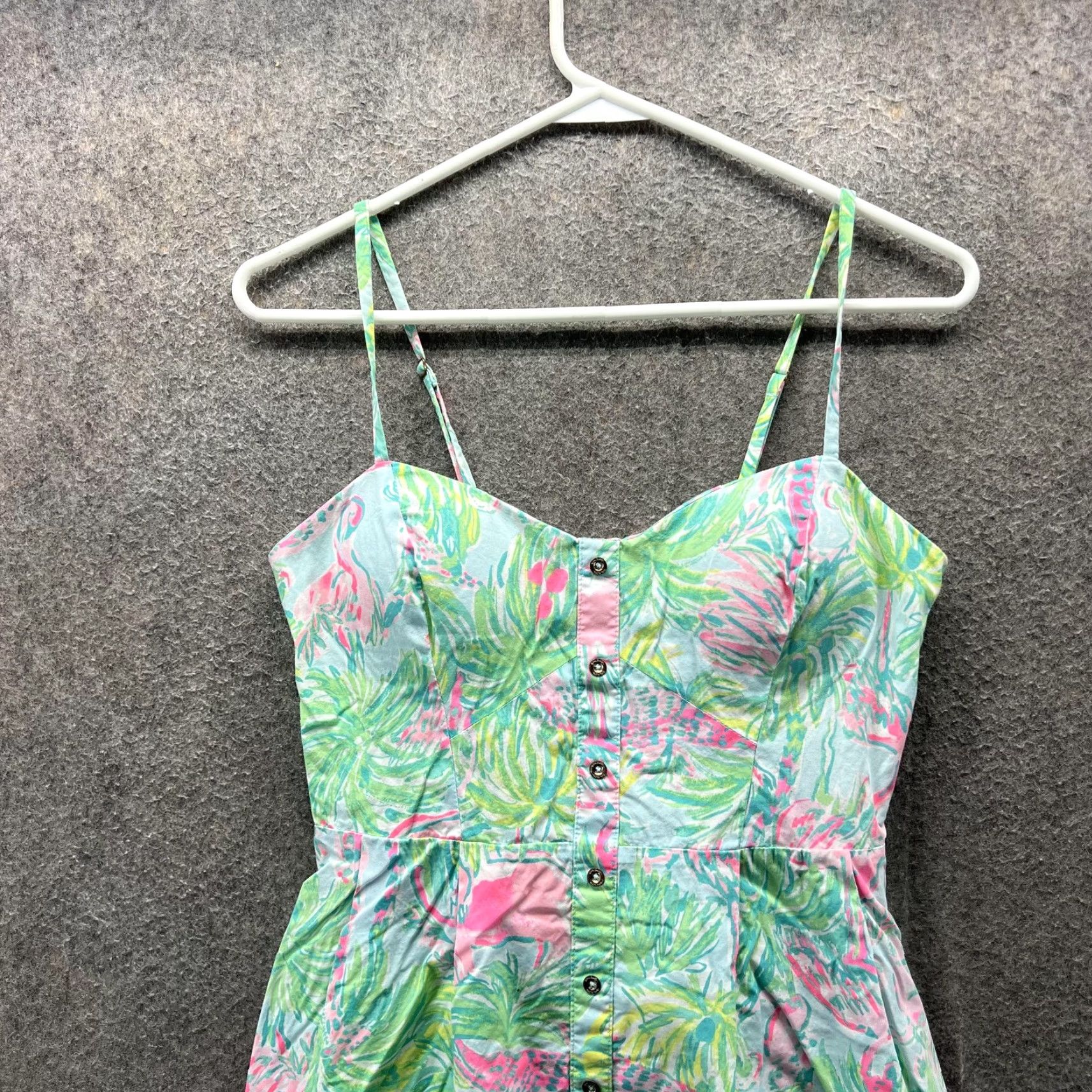 Lilly Pulitzer Lilly Pulitzer Dress Womens 2 Multicolor Flamingo Floral Button Sundress Mini Dress Size XS / US 0-2 / IT 36-38 - 4 Thumbnail