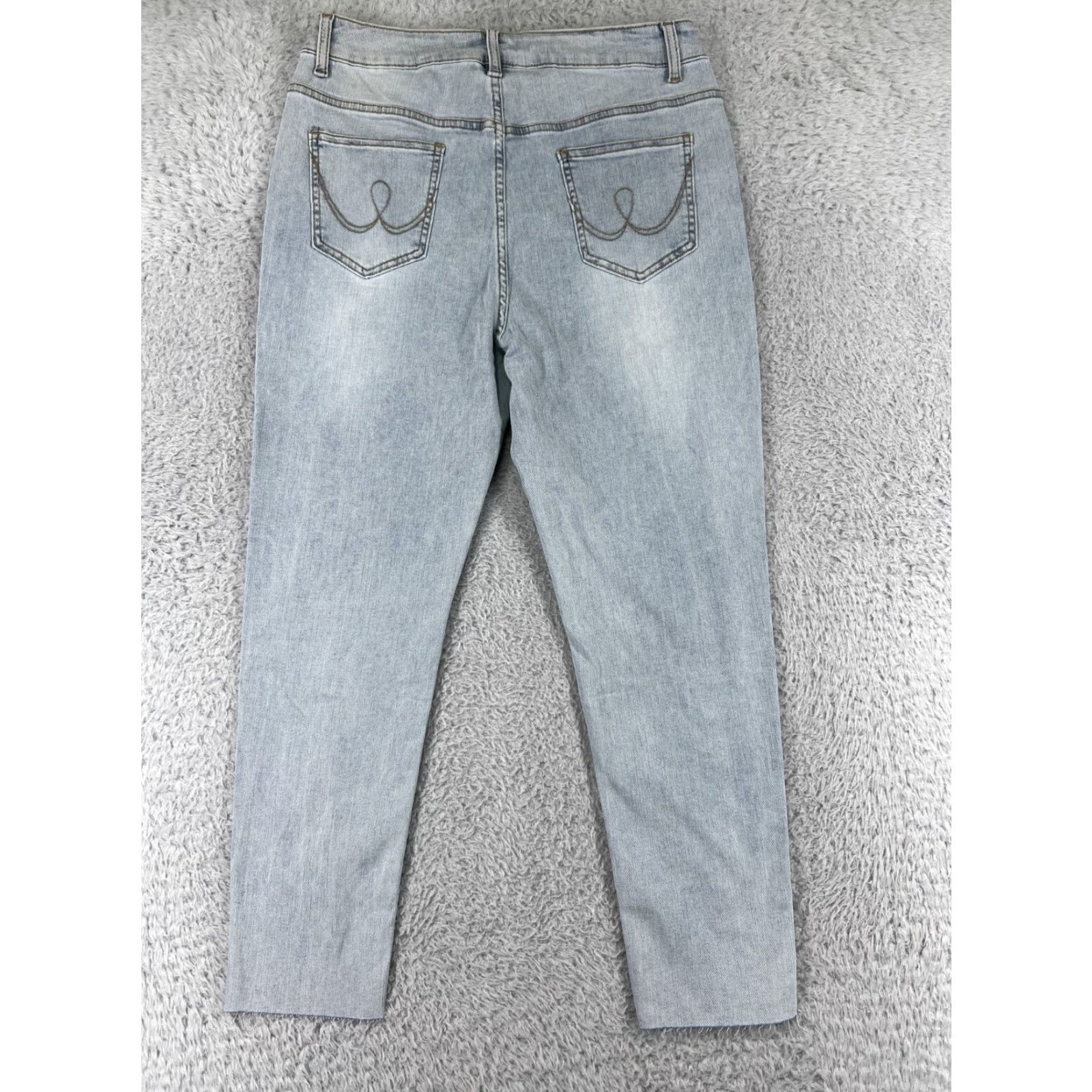 Vintage Lafudeo Jeans Women Large Blue Denim Light Wash 5-Pocket Regular Cotton Stretch Mom Style Size 36" / US 14 / IT 50 - 2 Thumbnail