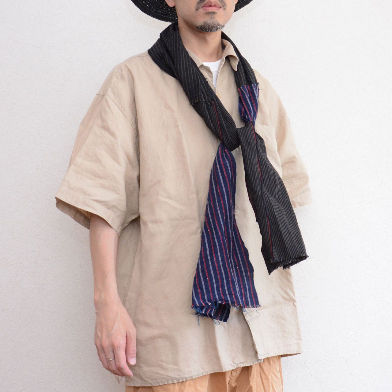 Other Vintage Japanese Cotton Patchwork Stole Stripe Hand Stitched Size ONE SIZE - 8 Thumbnail