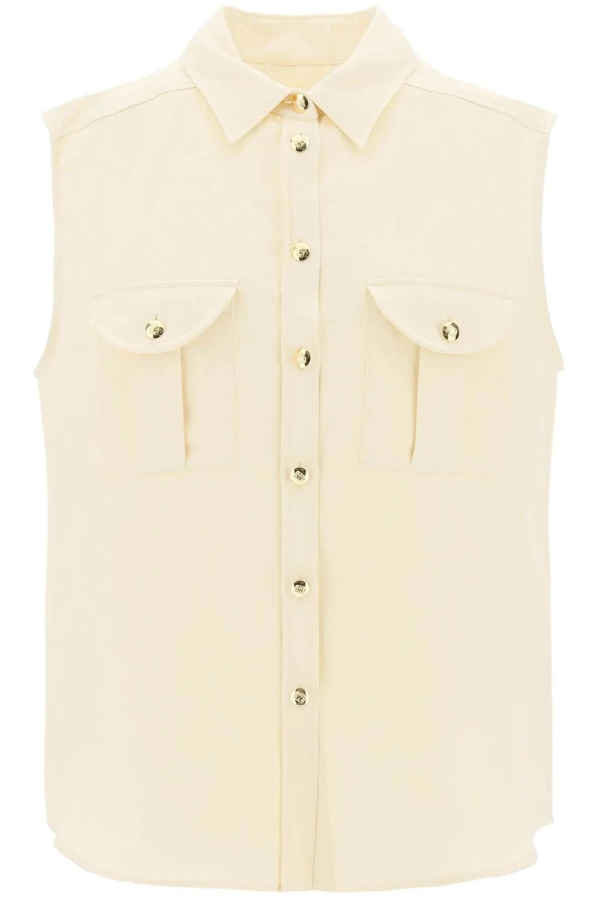 o1s22i1n0424 Savannah Pekín Sleeveless Shirt in Ivory