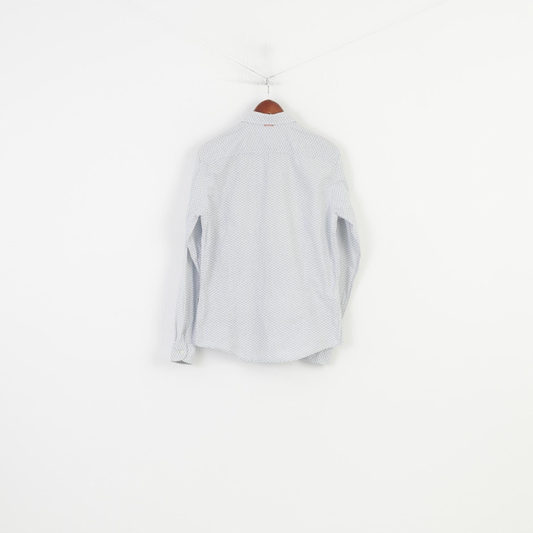 Hugo Boss Hugo Boss Men L Casual Shirt White Blue Slim 9805 Size US L / EU 52-54 / 3 - 8 Thumbnail