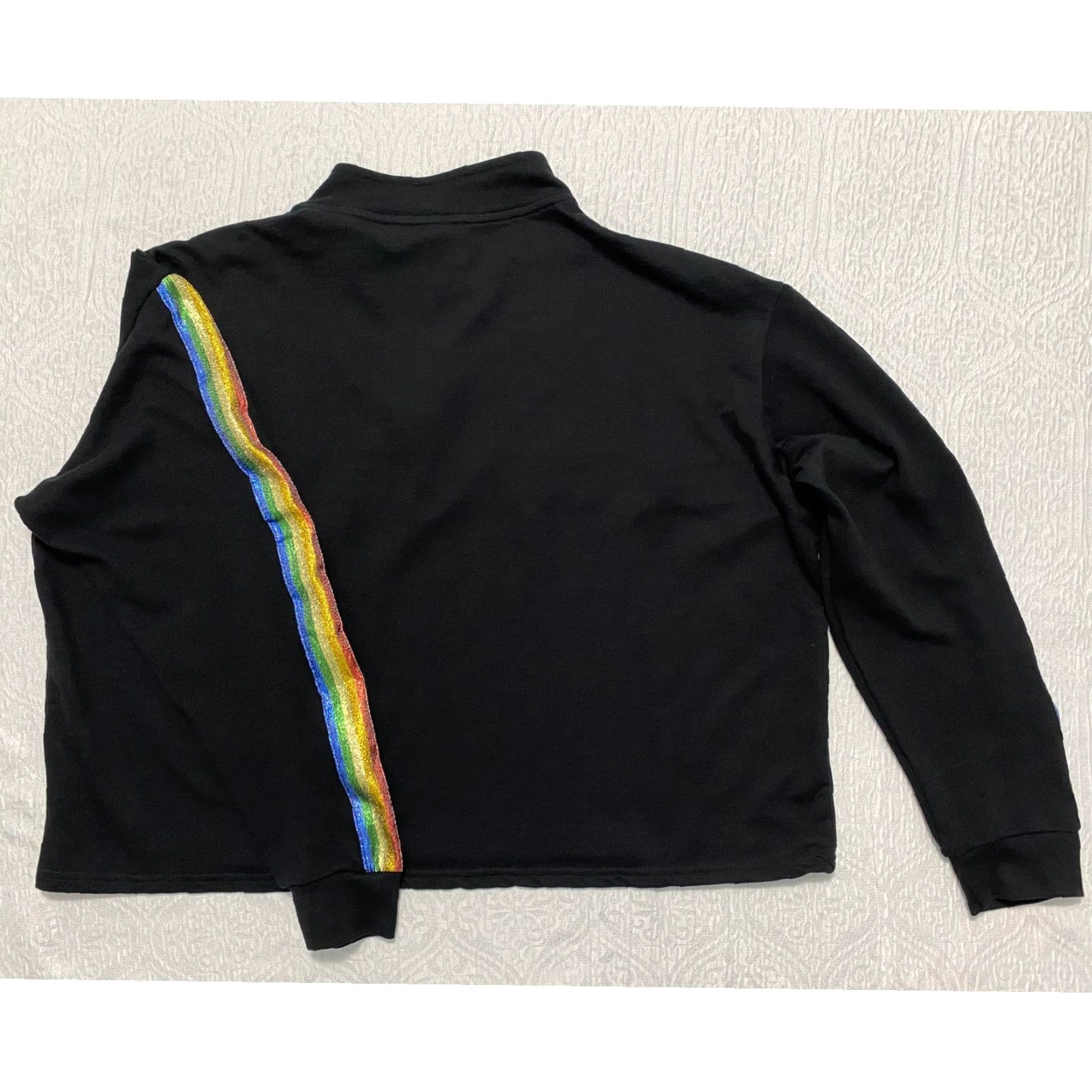 Disney Disney Mickey Mouse Black Rainbow Stripe Glitter Zip Quarter Crop Sweatshirt 3XL Womens Size XXL / US 16-18 / IT 52-54 - 5 Thumbnail