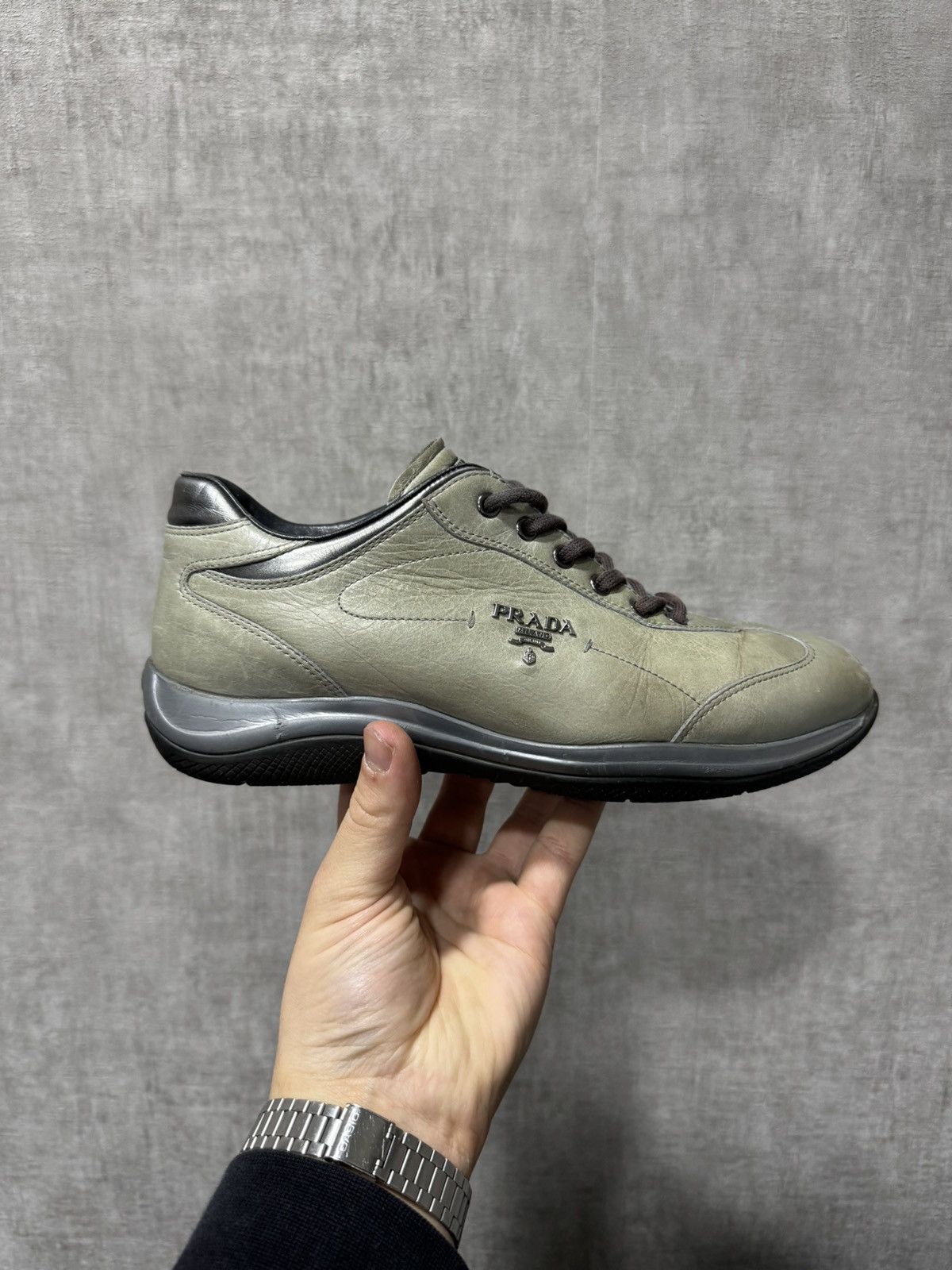 Prada × Vintage Vintage PRADA Leather LowTop Y2K Sneakers Size US 6 / EU 39 - 1 Thumbnail