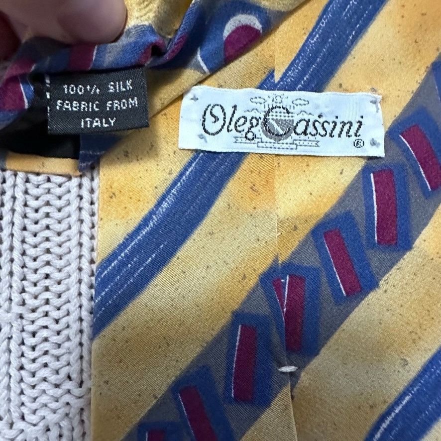 Oleg Cassini Oleg Cassini yellow and blue striped Italian silk tie Size ONE SIZE - 3 Thumbnail