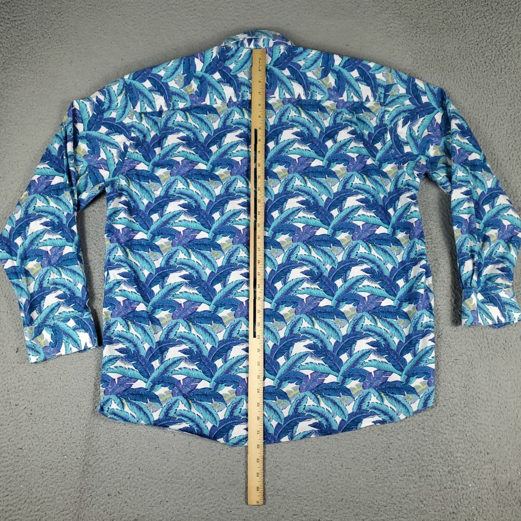 Vintage Alan Flusser Shirt Mens 2XL Blue Floral Tropical Button-Up Long Sleeve Cotton Size US XXL / EU 58 / 5 - 3 Thumbnail