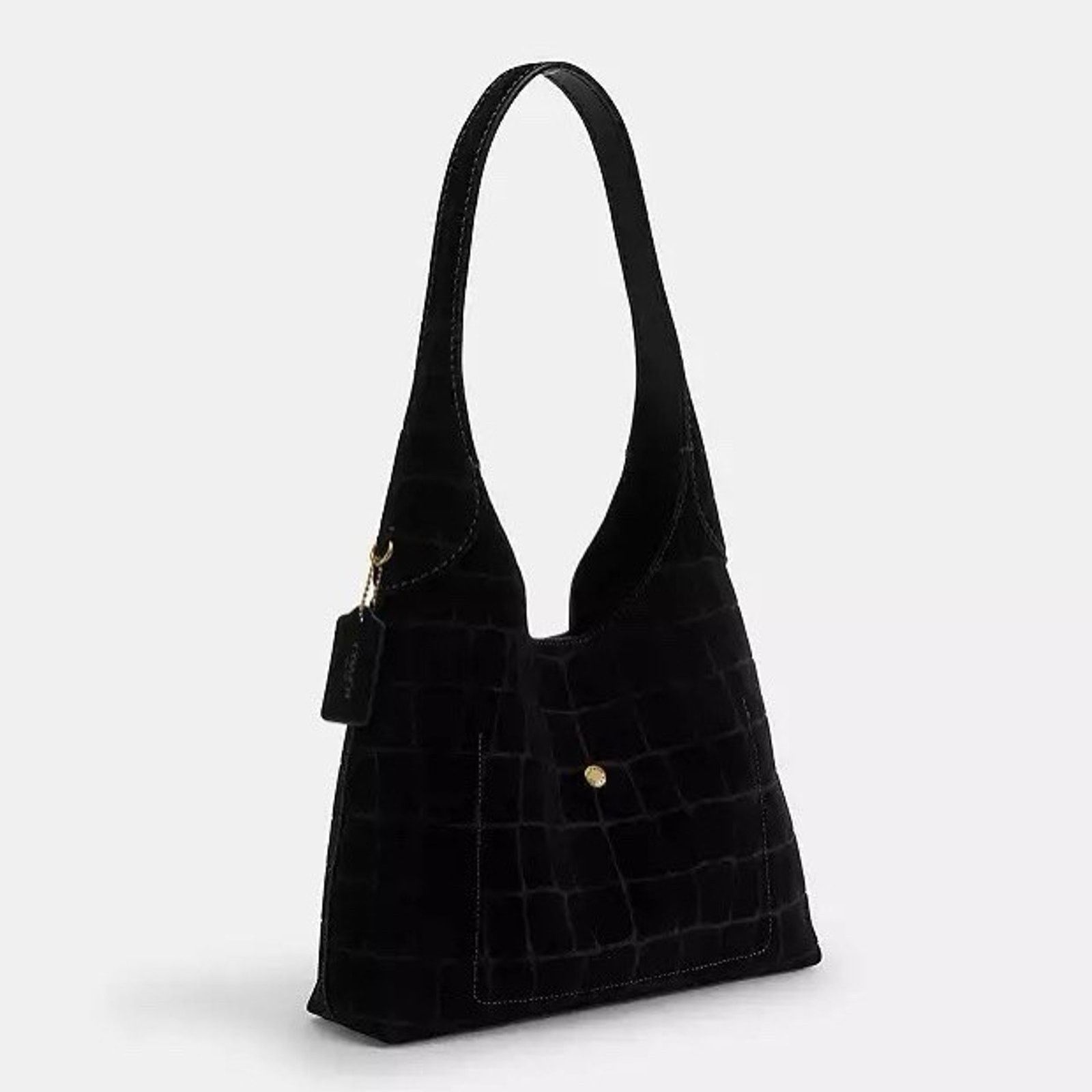 Coach NWT COACH Brooklyn Shoulder Bag 28 Suede CCJ00 Brass/Black Size ONE SIZE - 8 Thumbnail
