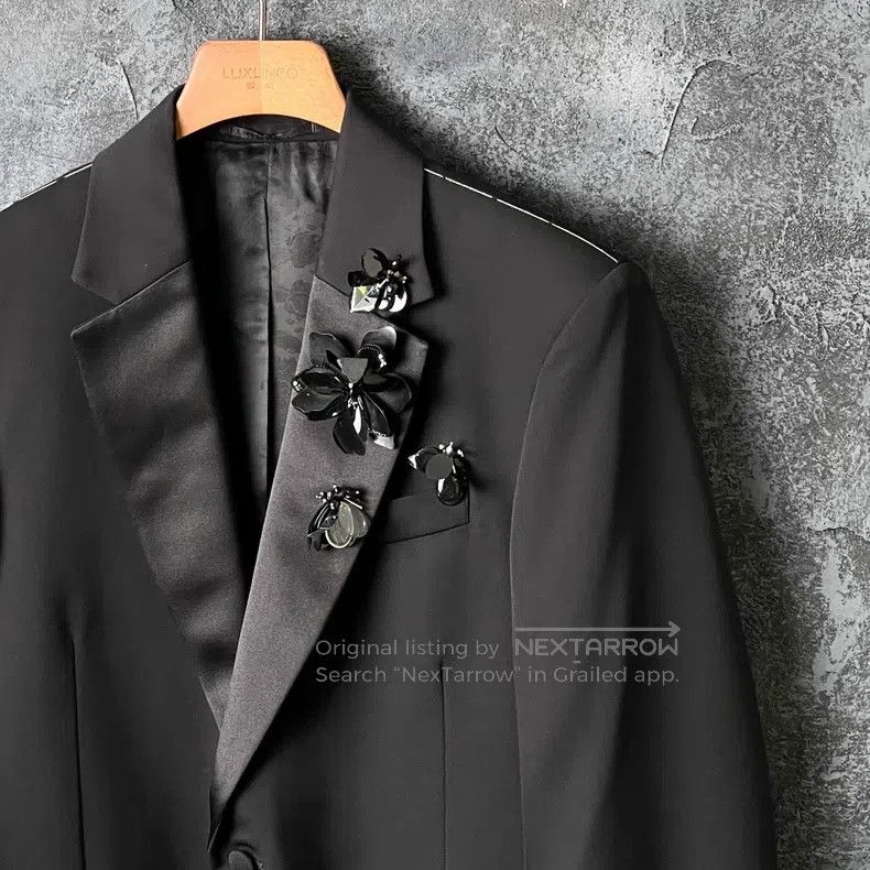 Versace Versace Black wool beaded design suit Size 48S - 3 Thumbnail