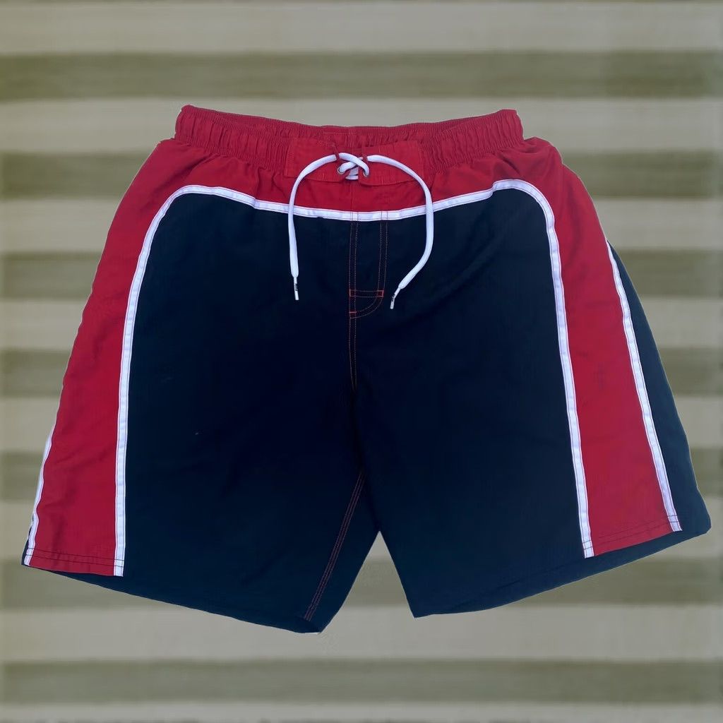 Nike VINTAGE Nike Swim Shorts Men’s L Black and Red Y2K Beach Style Bottoms Size US 33 - 1 Thumbnail
