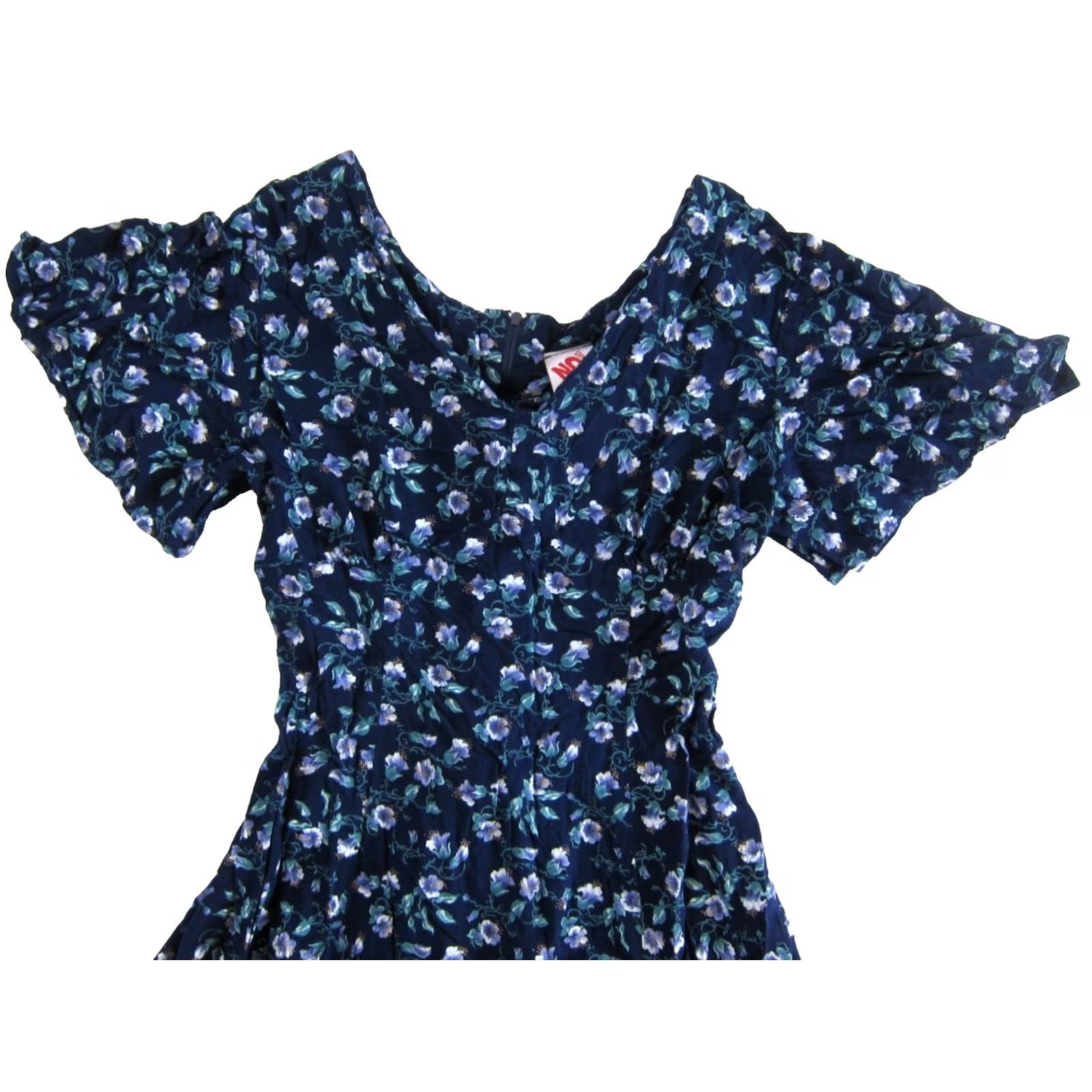 Vintage VTG No Boundaries Floral Midi Dress Short Sleeve Blue Purple Green Vintage Small Size 28" / US 6 / IT 42 - 4 Thumbnail