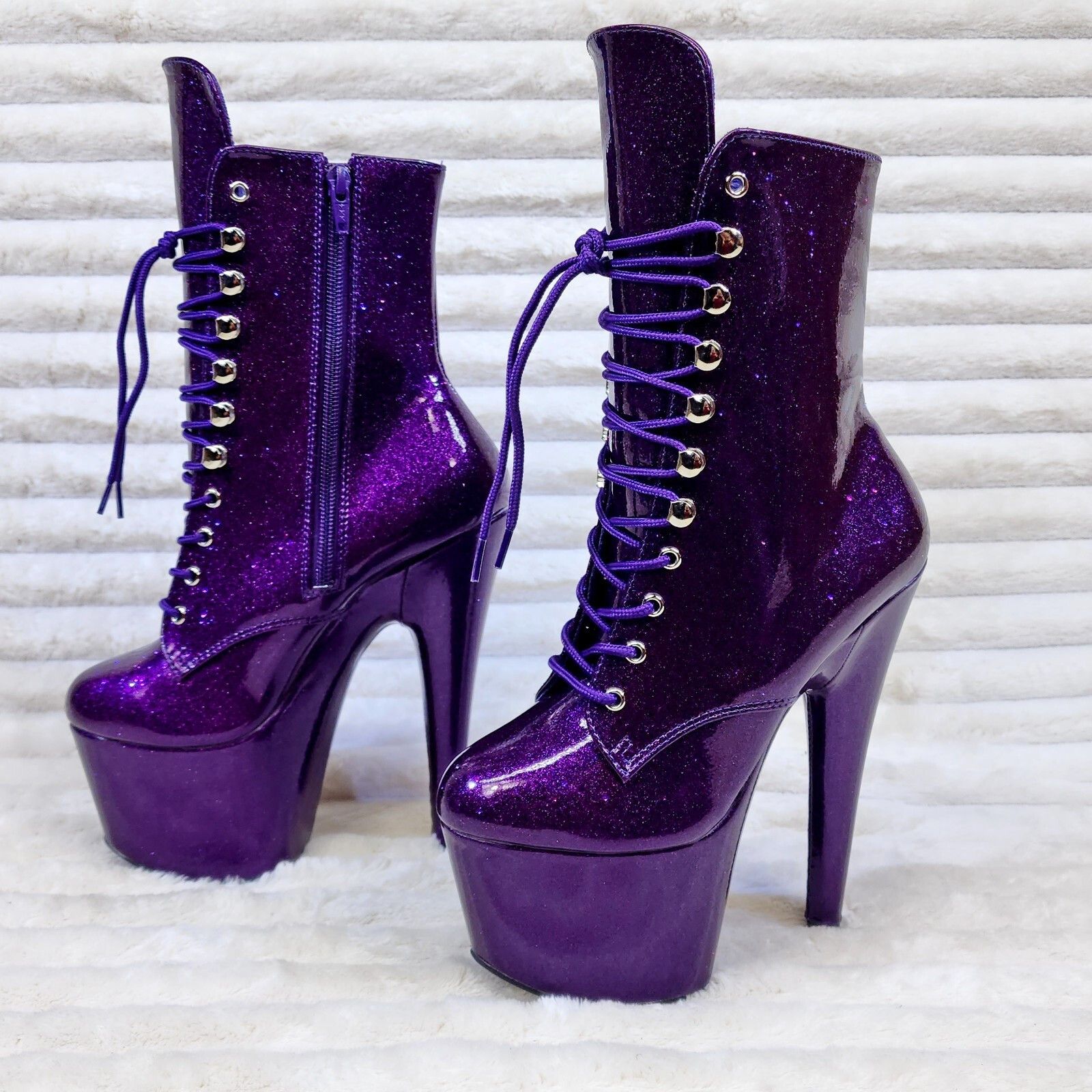 Other Adore 1020GP Purple Glitter Patent 7" High Heel Platform An Size US 8 / IT 38 - 5 Thumbnail