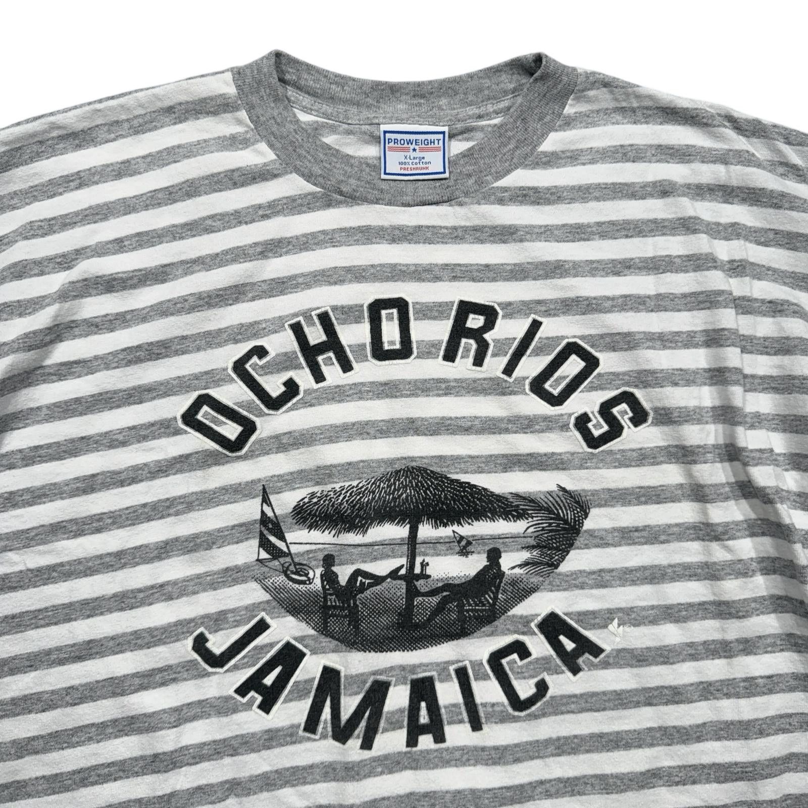 Designer Vintage Ochrios Jamaica Striped Beach Graphic Tee Size US XL / EU 56 / 4 - 3 Thumbnail