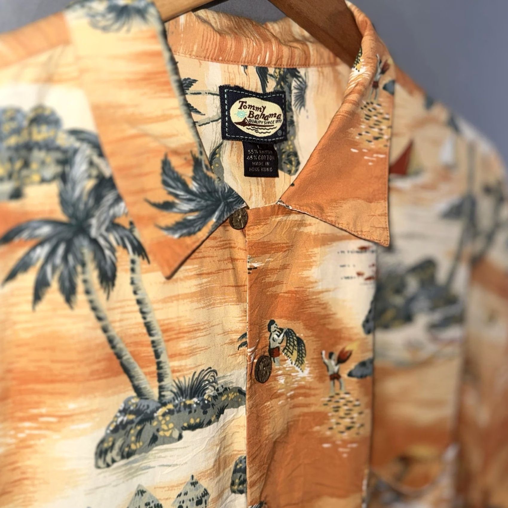 Tommy Bahama Tommy Bahama Shirt Mens XL Orange Camp Aloha Palm Trees Rayon Button-Up Short Sleeve Hawaiian Camp Shirt Womens? No. Size US XL / EU 56 / 4 - 3 Thumbnail