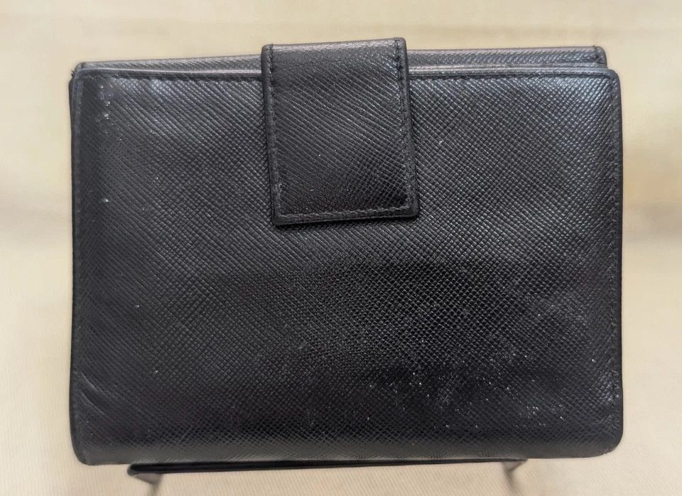 Prada PRADA Wallet Saffiano Leather Black Double Sided Size ONE SIZE - 2 Thumbnail