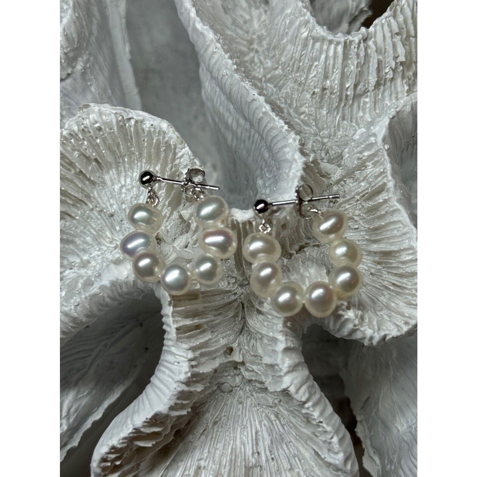Jewelry 925 STERLING SILVER FRESH WATER PEARL EARRINGS LENGTH 0.8 In Size ONE SIZE - 2 Thumbnail