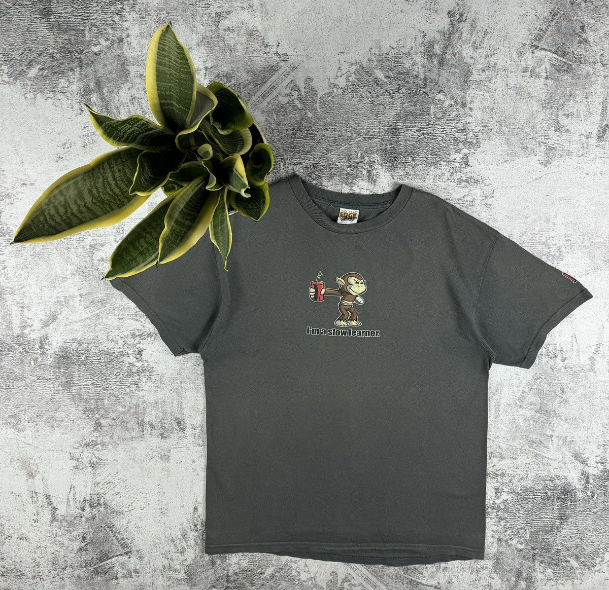 Vintage Vintage Monkey I'M Slow Learner Dynamite Joke Y2K T Shirt Tee Size US L / EU 52-54 / 3 - 1 Thumbnail