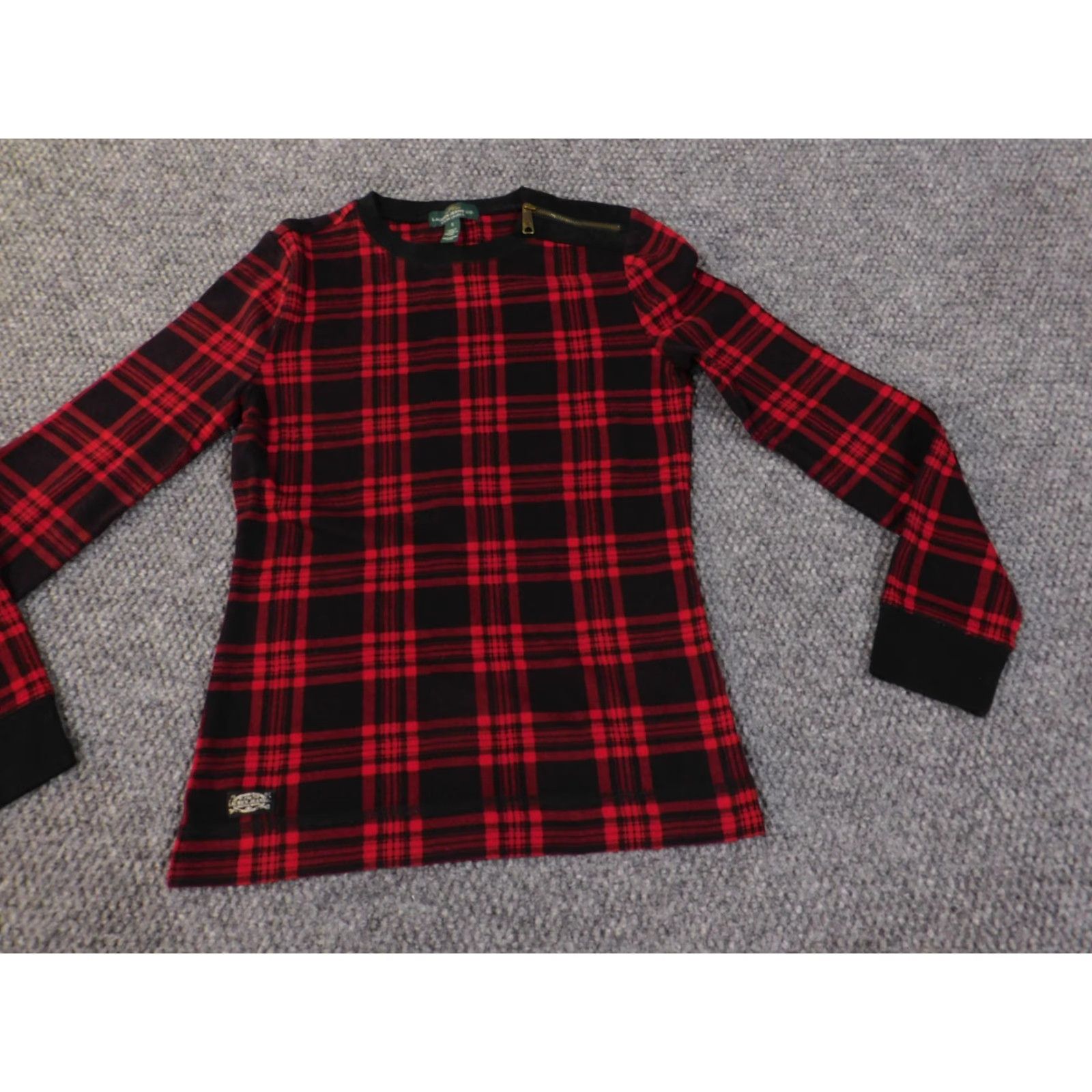 Ralph Lauren VINTAGE Lauren Ralph Lauren Sweater Womens S red plaid pullover retro classic Size S / US 4 / IT 40 - 2 Thumbnail