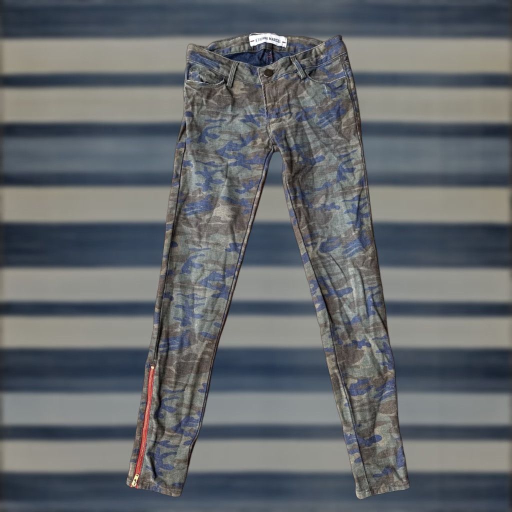 Vintage Etienne Marcel Camo Skinny Jeans Women's 24x27.5 Ankle Zipper Denim Slim 24 Camo Size 42" / US 20 - 1 Thumbnail