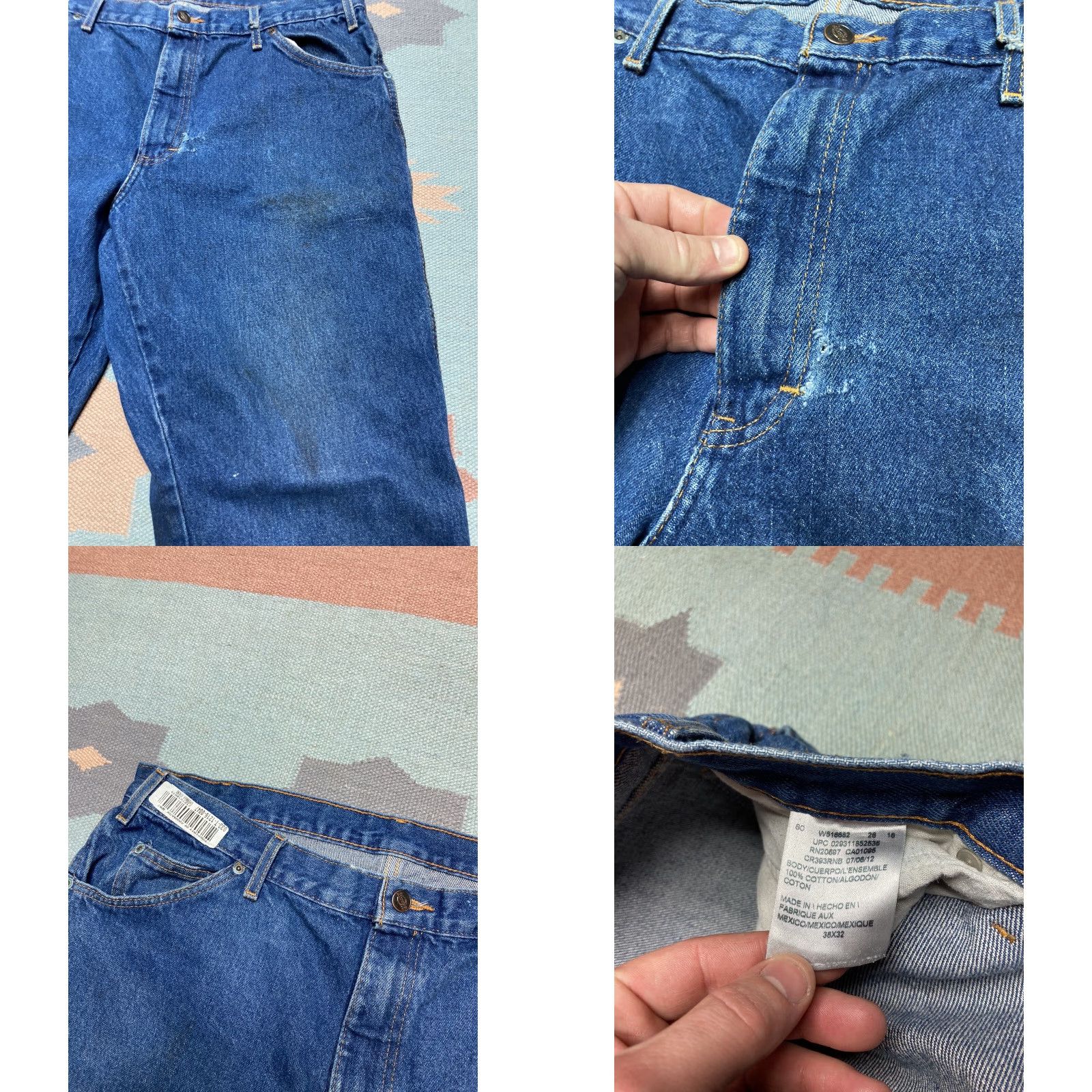 Dickies VINTAGE Dickies Jeans Relaxed Straight Workwear 38x32 Men Blue 90s/2000s Skater Baggy Pants Size US 38 / EU 54 - 9 Thumbnail