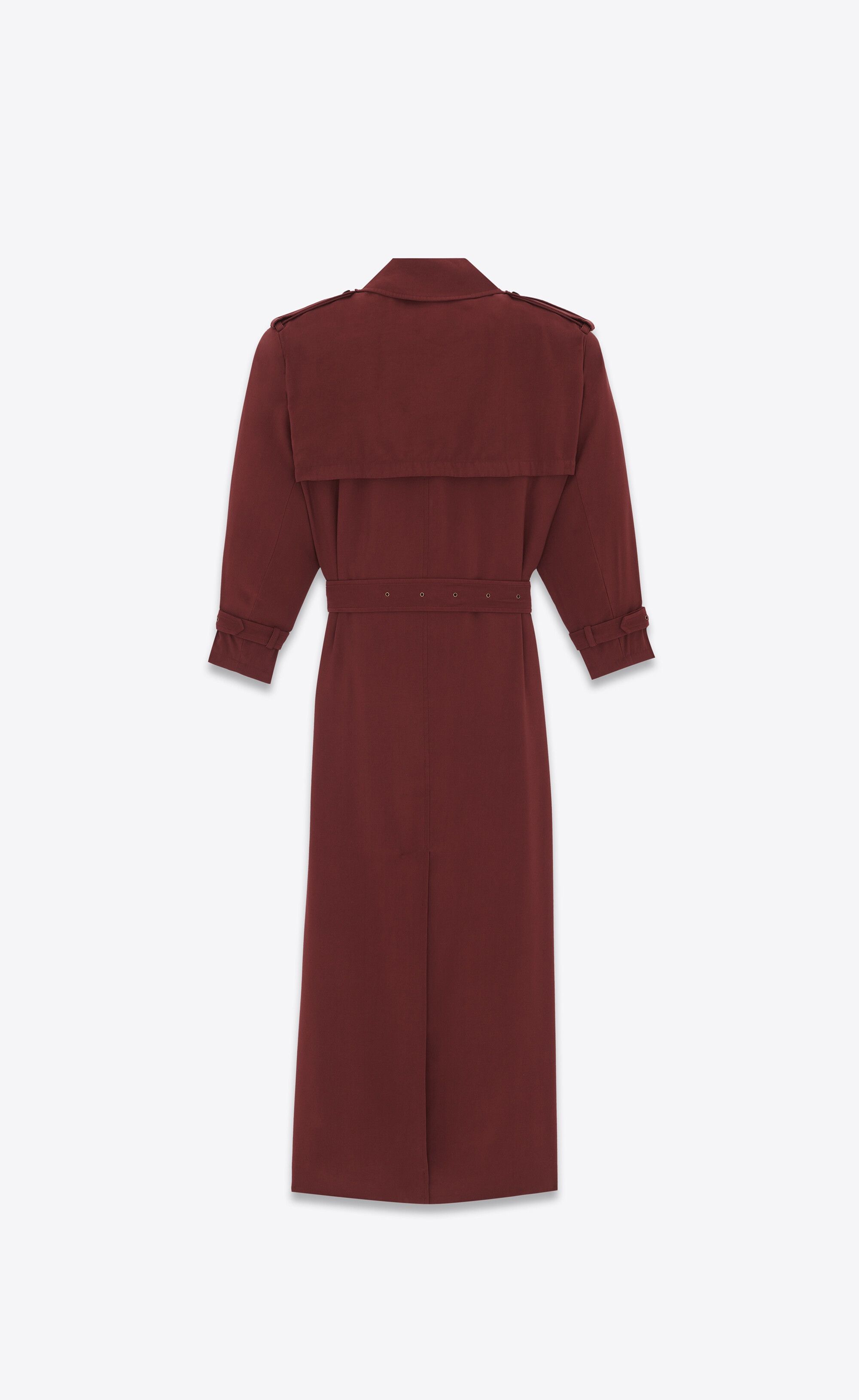 Saint Laurent Paris o1s1wg110225 749437 Trench Coat in Twill in Burgundy Size M / US 6-8 / IT 42-44 - 4 Thumbnail