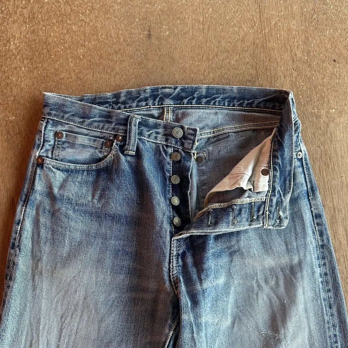 The Flat Head THE FLAT HEAD 18oz DENIM SELVEDGE/REDLINE DISTRESSED PANTS Size US 30 / EU 46 - 10 Thumbnail