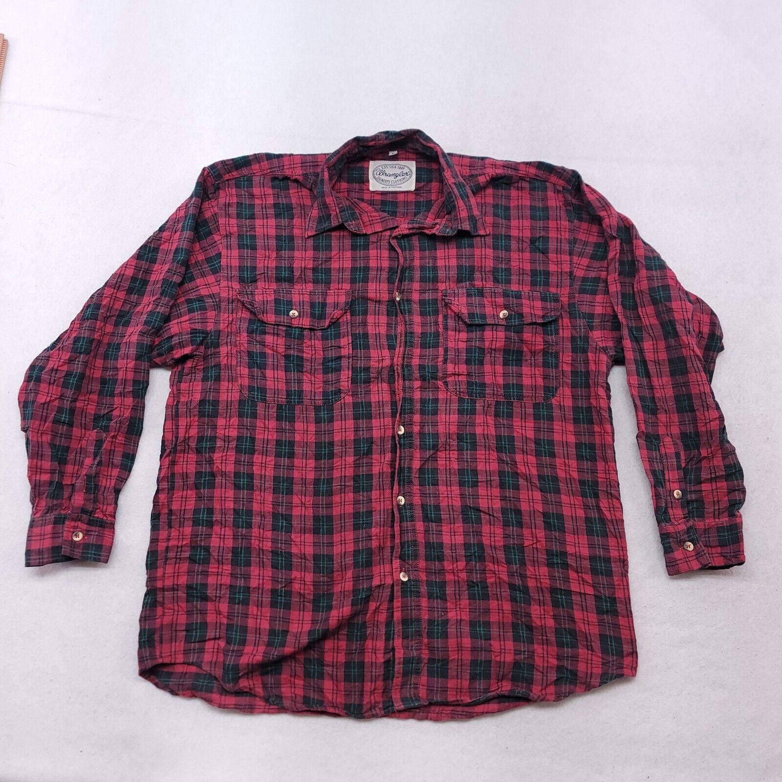 Wrangler Wrangler Tartan Flannel Shirt Mens Size Medium M Red Green Size US M / EU 48-50 / 2 - 2 Thumbnail