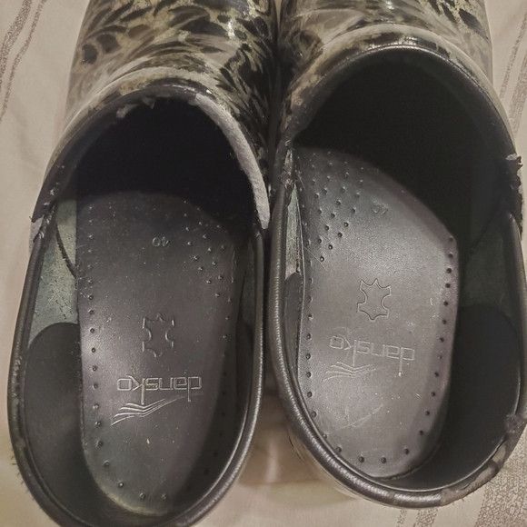 Dansko Dankso Silver Black Floral Clogs Work Comfort SZ EU40/US9 Size US 10 / IT 40 - 5 Thumbnail