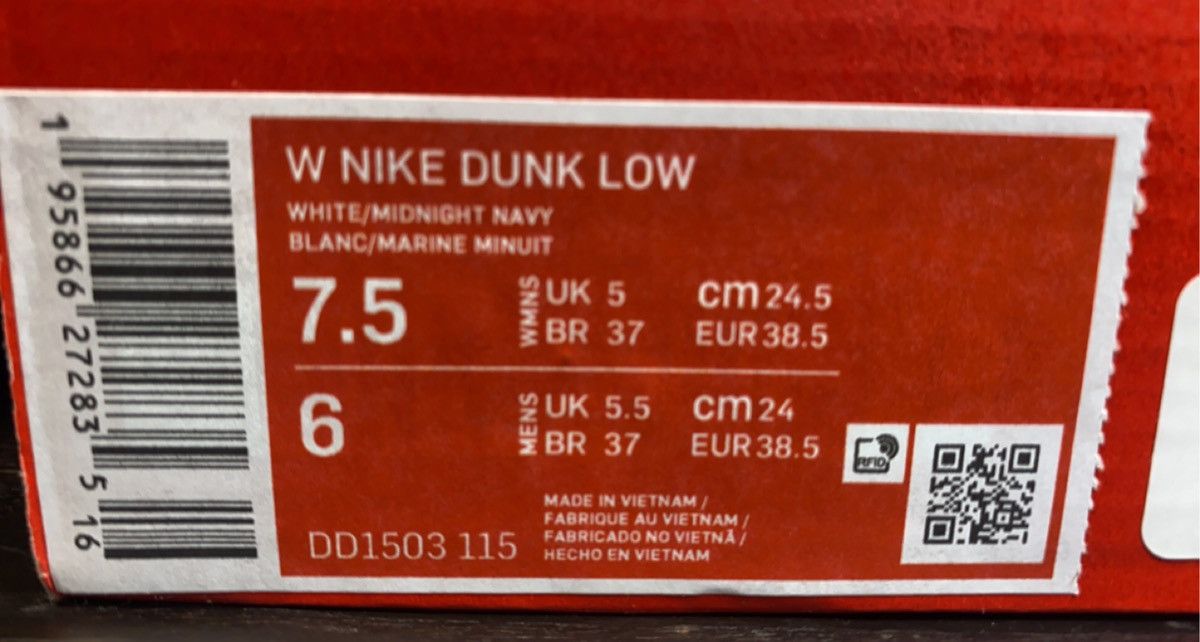 Nike Dunk Low White/BlueNavy Size US 6 / EU 39 - 8 Thumbnail