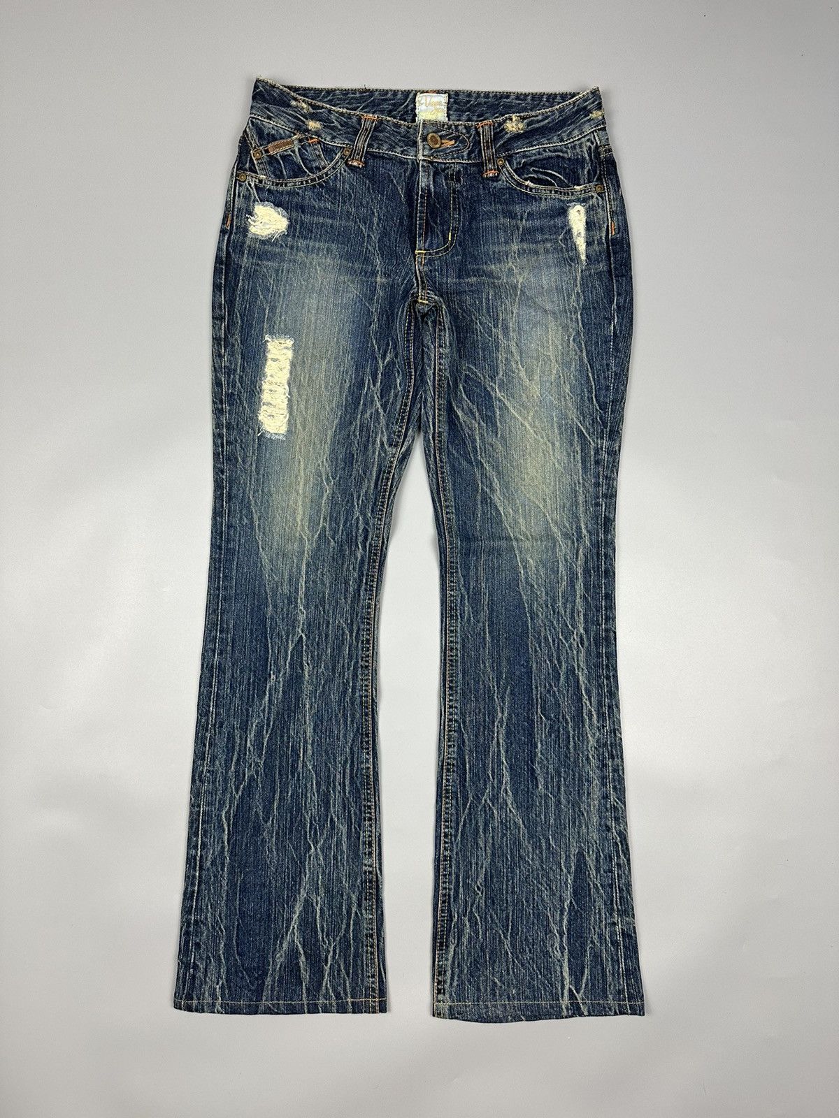 If Six Was Nine Vintage Vienus Jean by Something Edwin Whiskered Flare Denim Size US 30 / EU 46 - 1 Thumbnail