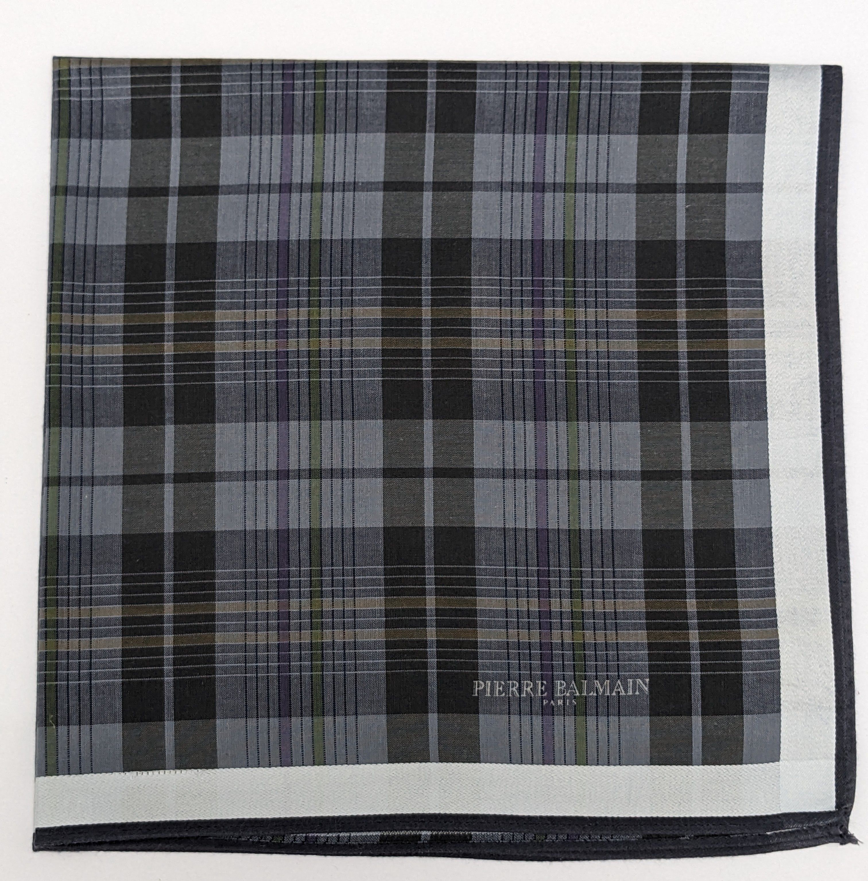 Pierre Balmain Vintage Pierre Balmain Paris Handkerchief Grey Plaid Size ONE SIZE - 1 Thumbnail
