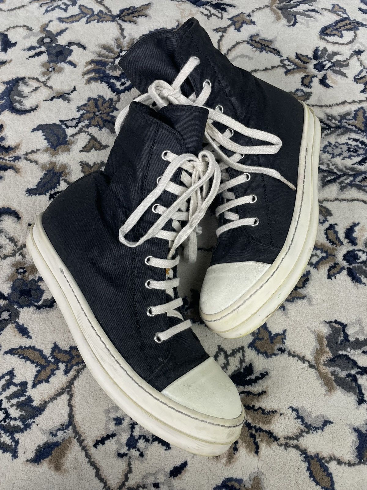 image of Rick Owens x Rick Owens Drkshdw Ramones High Waxed Shoes in Black, Women's (Size 10)