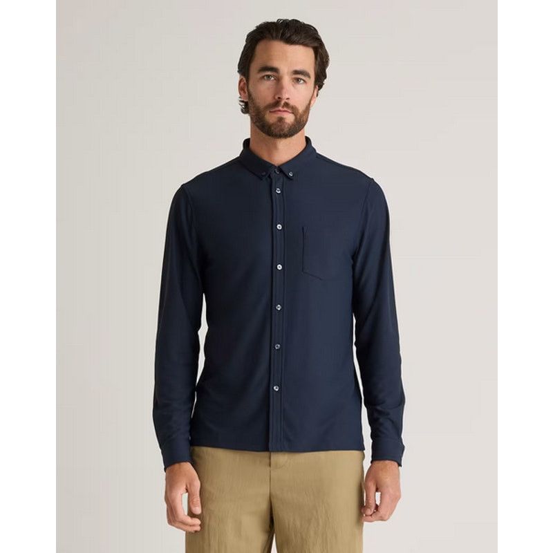 Quince QUINCE Men's Navy Blue ProPique Performance ButtonDown SizeS Size US S / EU 44-46 / 1 - 1 Thumbnail
