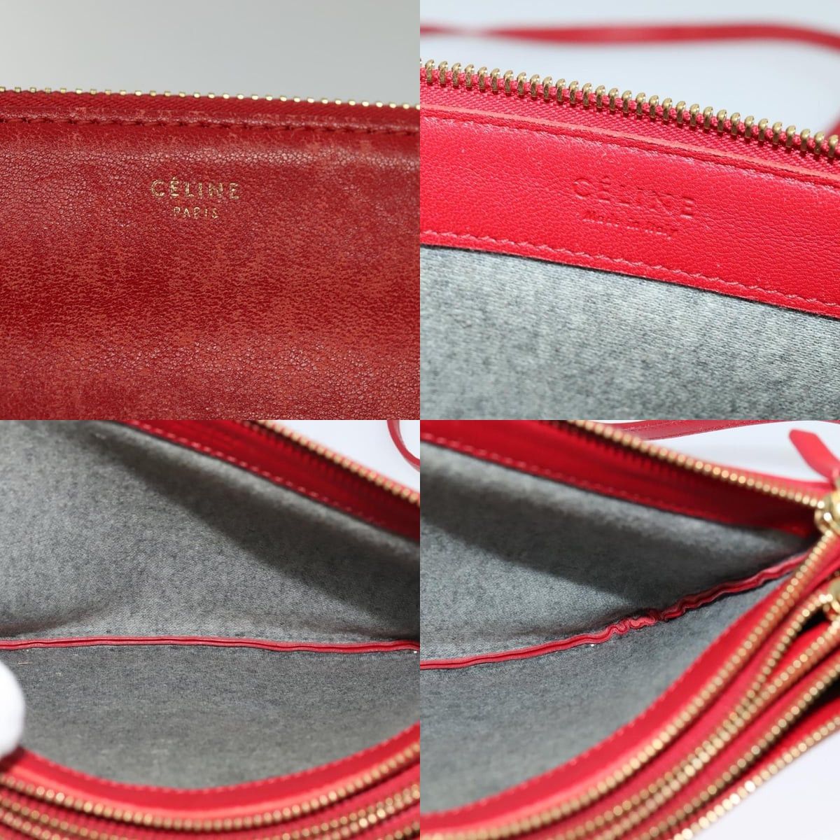 Celine CELINE Trio Small Shoulder Bag Leather Red Gold Size ONE SIZE - 11 Thumbnail