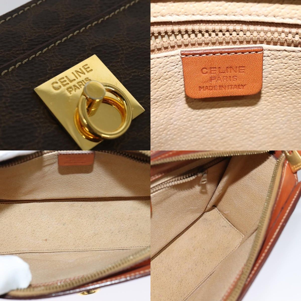 Celine CELINE Macadam Canvas Shoulder Bag Pvc Leather Brown Gold Size ONE SIZE - 11 Thumbnail