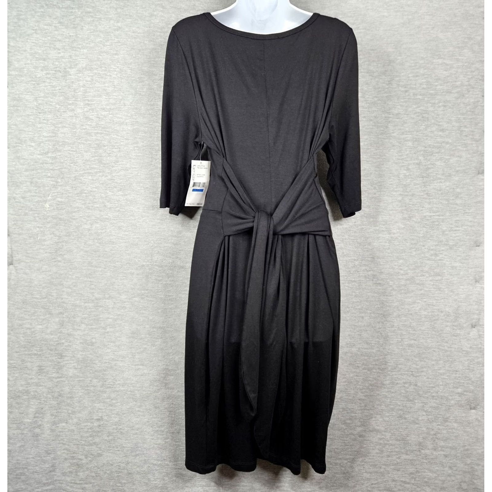 Vintage Karen Kane Dress Black 3/4 Sleeve Tie Waist XL Women A-Line Stretch New Size XL / US 12-14 / IT 48-50 - 4 Thumbnail