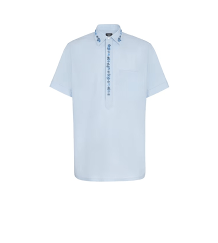 image of Fendi O1Loc1C0124 Shirt In Light Sky Blue, Men's (Size Small)