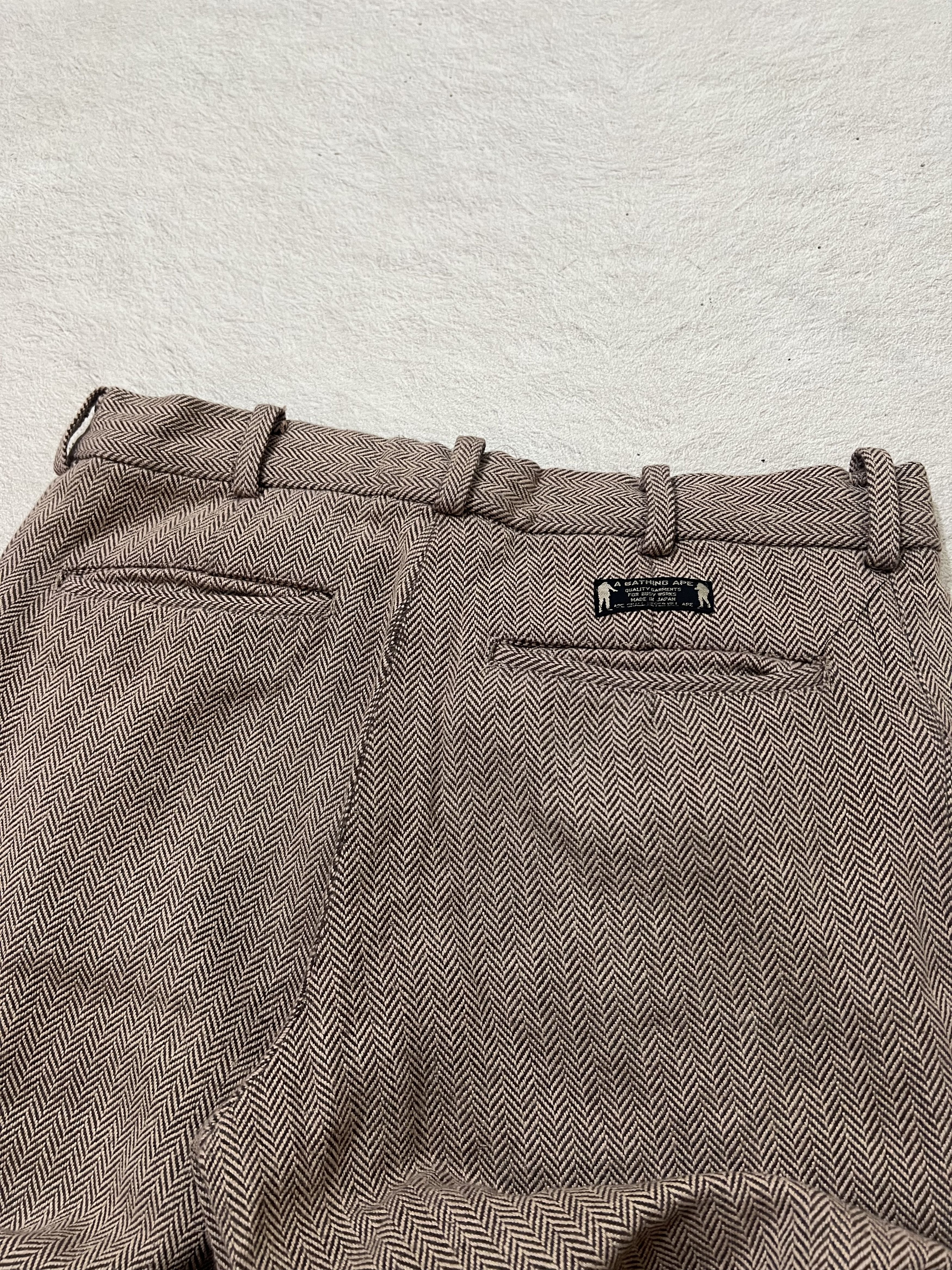 Japanese Brand 2000s Bape Busy Work Wool Herringbone Pants Size US 30 / EU 46 - 5 Thumbnail