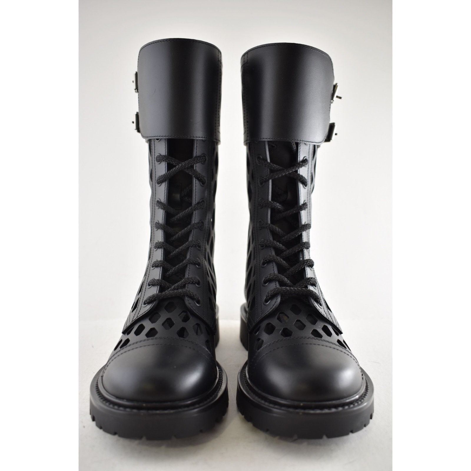 Dior Dior D-Trap Black Leather Cut Out Military Combat Lace Up Size US 6 / IT 36 - 9 Thumbnail
