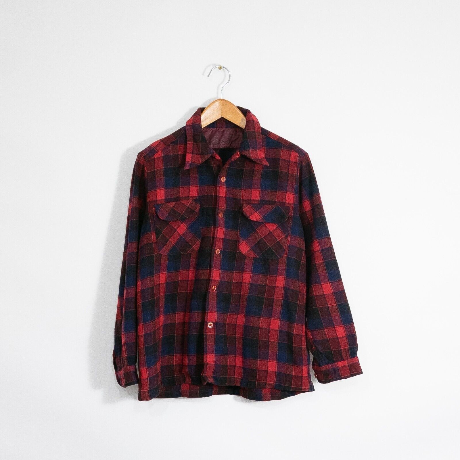 Vintage Vintage Plaid Wool Button Up Shirt Mens Medium - Long Sleeve Size US M / EU 48-50 / 2 - 1 Thumbnail