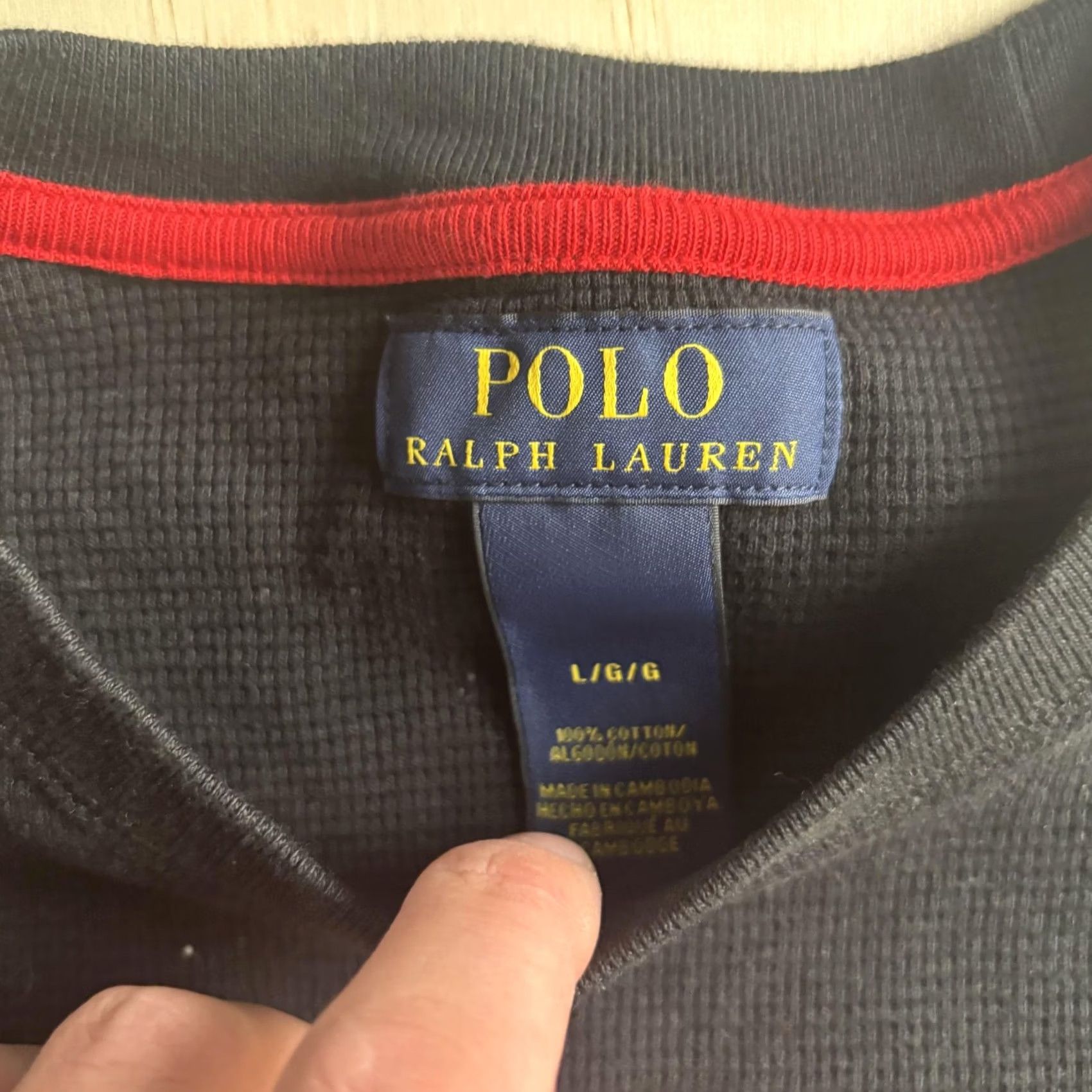 Polo Ralph Lauren Polo Ralph Lauren Shirt Mens Large Black Thermal Waffle Knit Long Sleeve Tee Size US L / EU 52-54 / 3 - 2 Thumbnail